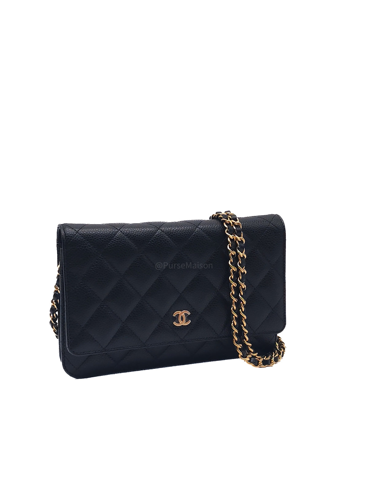 Chanel Classic Wallet on Chain (WOC) in Black Caviar Leather and Gold Hardware Microchip | Purse Maison Luxury Bags Shop
