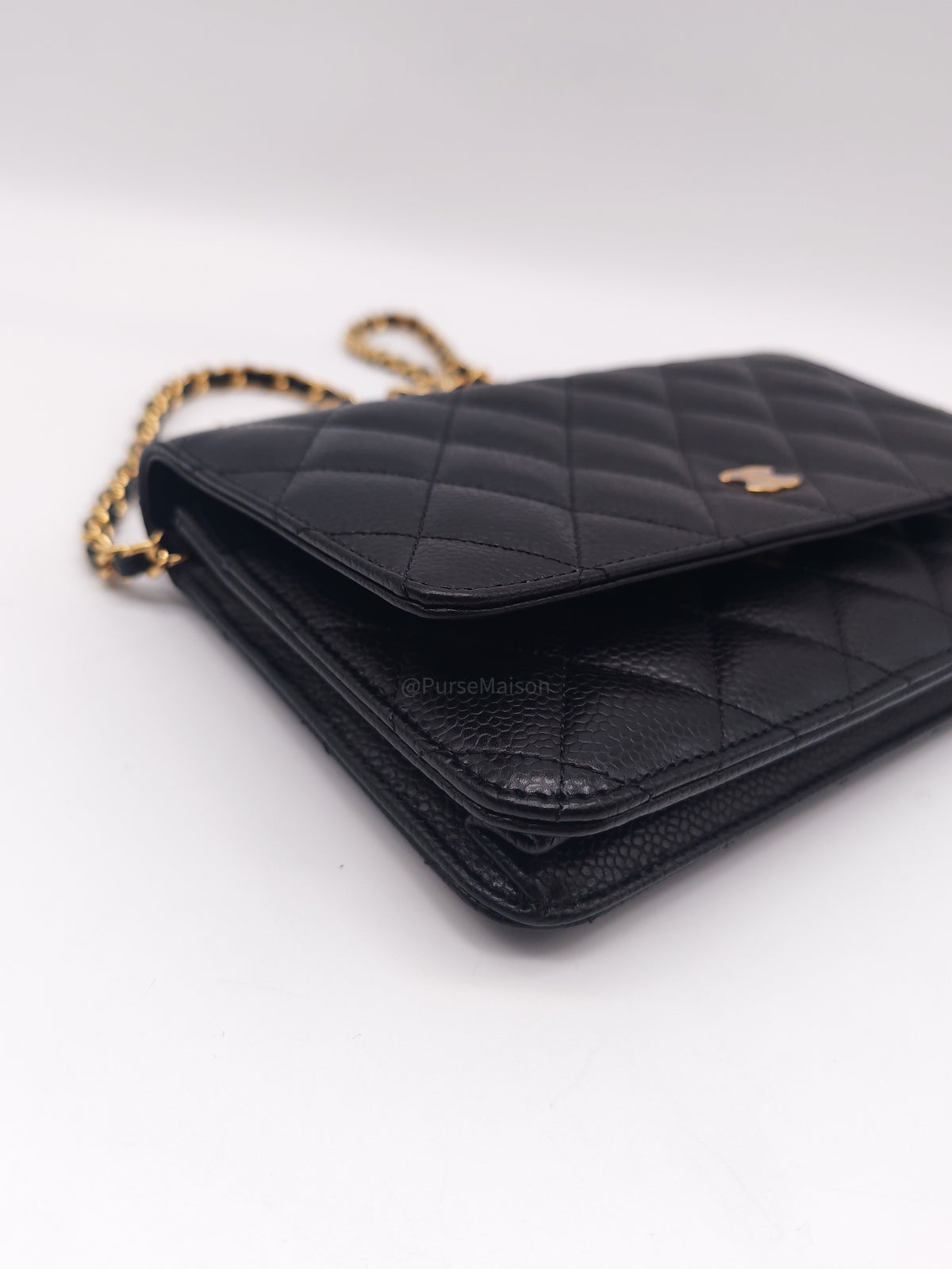 Chanel Classic Wallet on Chain (WOC) in Black Caviar Leather and Gold Hardware Microchip | Purse Maison Luxury Bags Shop
