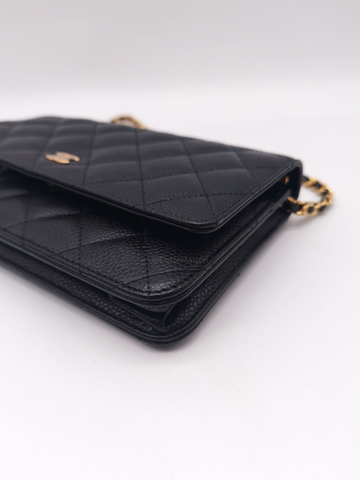 Chanel Classic Wallet on Chain (WOC) in Black Caviar Leather and Gold Hardware Microchip | Purse Maison Luxury Bags Shop