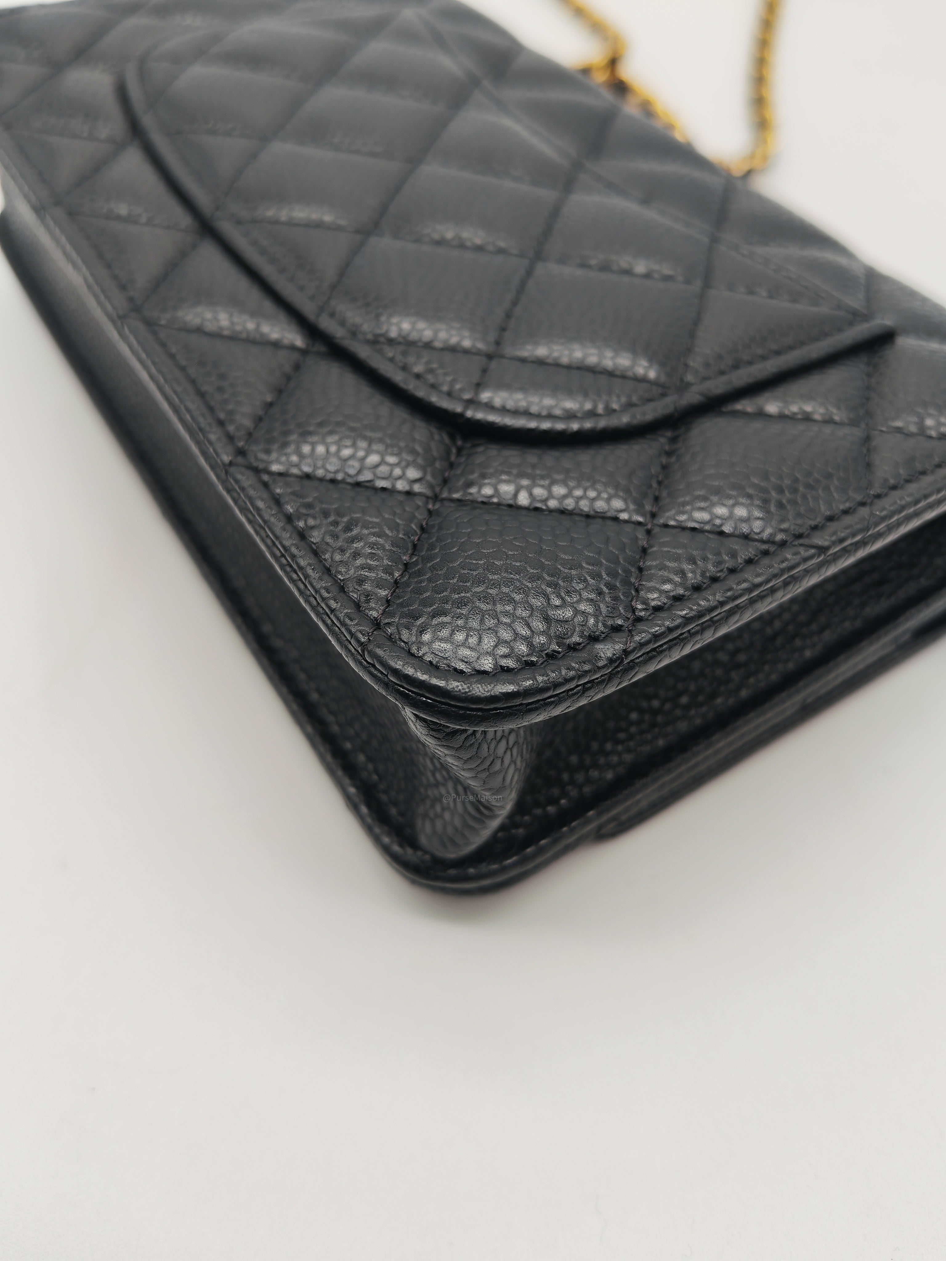 Chanel Classic Wallet on Chain (WOC) in Black Caviar Leather Gold Hardware Microchip (L6****54) | Purse Maison Luxury Bags Shop