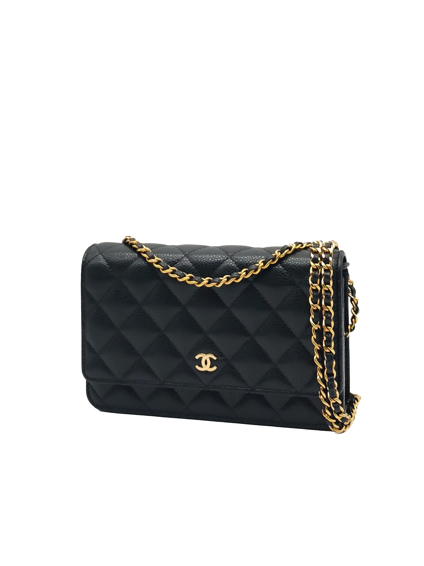 Chanel Classic Wallet on Chain (WOC) in Black Caviar Leather Gold Hardware Microchip (L6****54) | Purse Maison Luxury Bags Shop