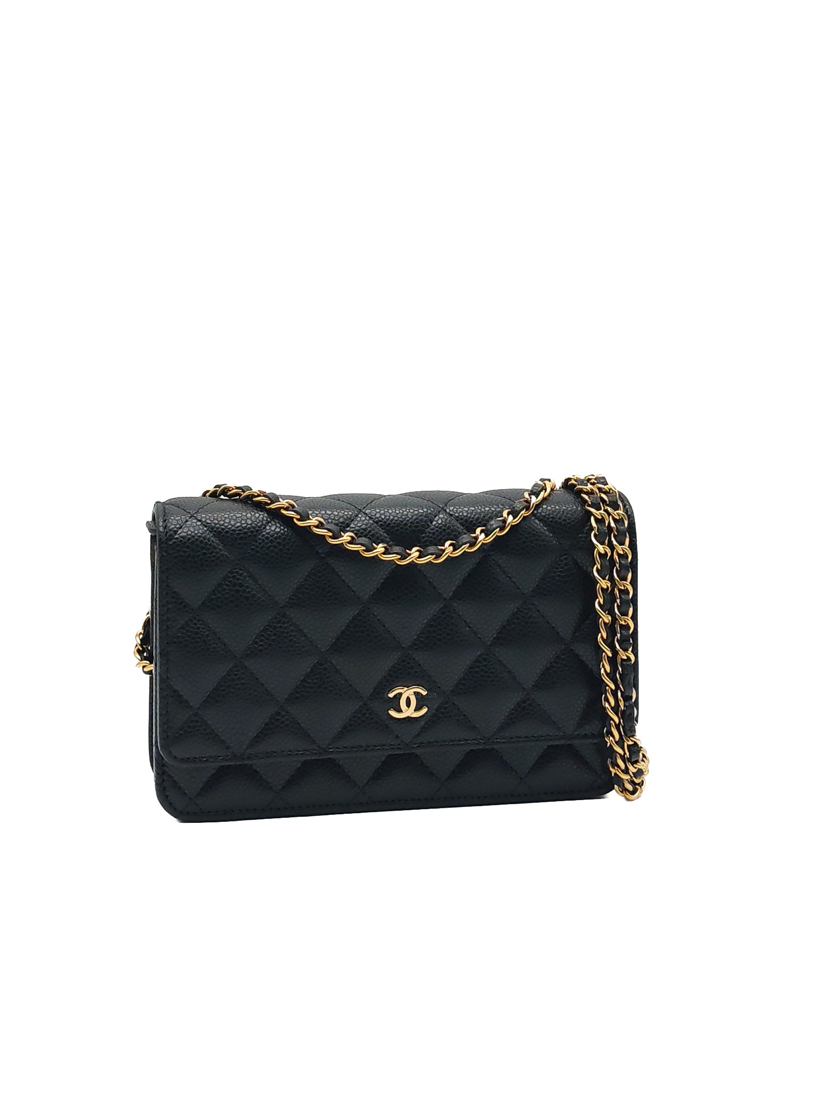 Chanel Classic Wallet on Chain (WOC) in Black Caviar Leather Gold Hardware Microchip (L6****54) | Purse Maison Luxury Bags Shop