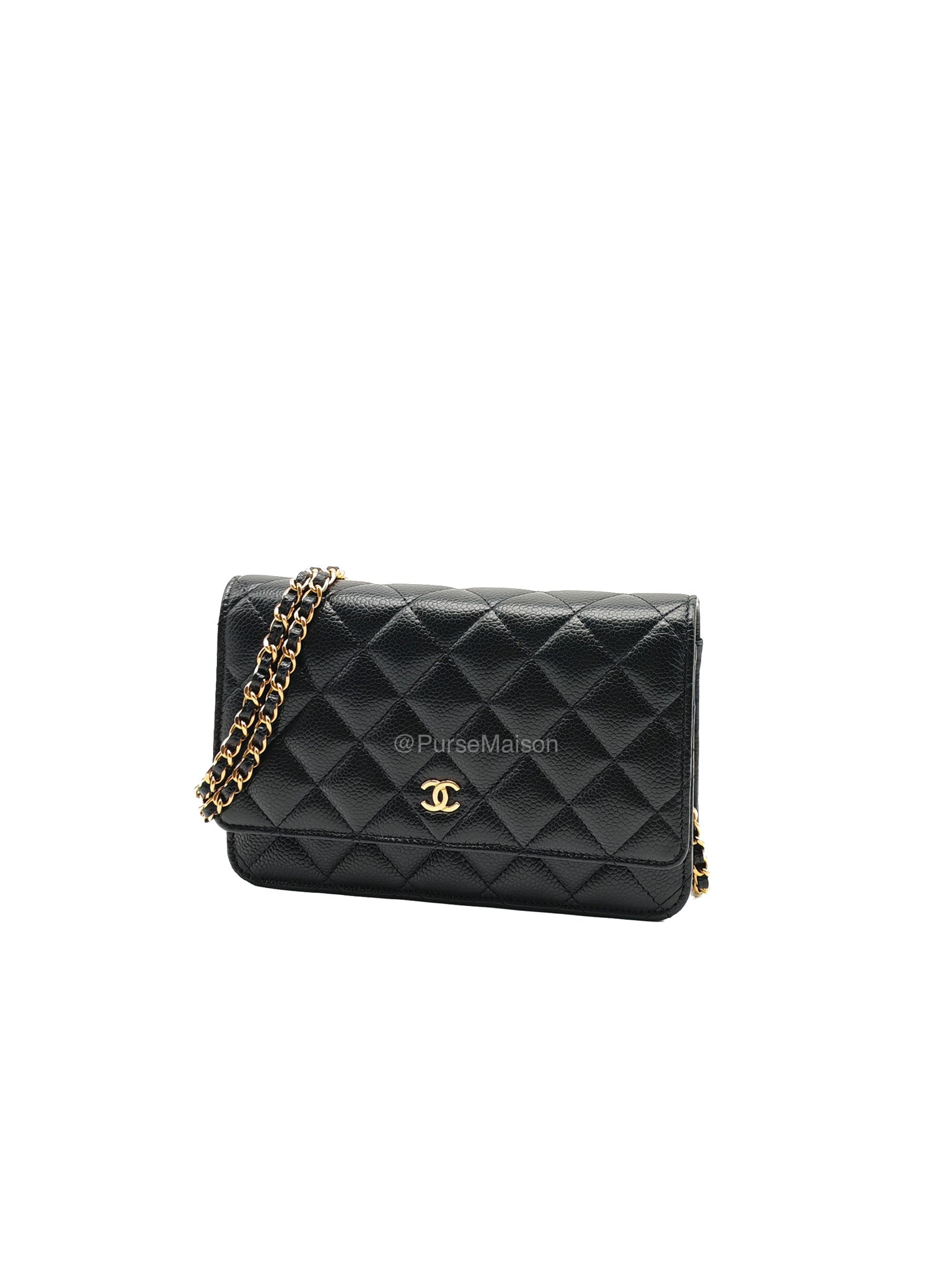 Chanel Classic Wallet on Chain (WOC) in Black Caviar Leather Gold Hardware (Microchip) | Purse Maison Luxury Bags Shop