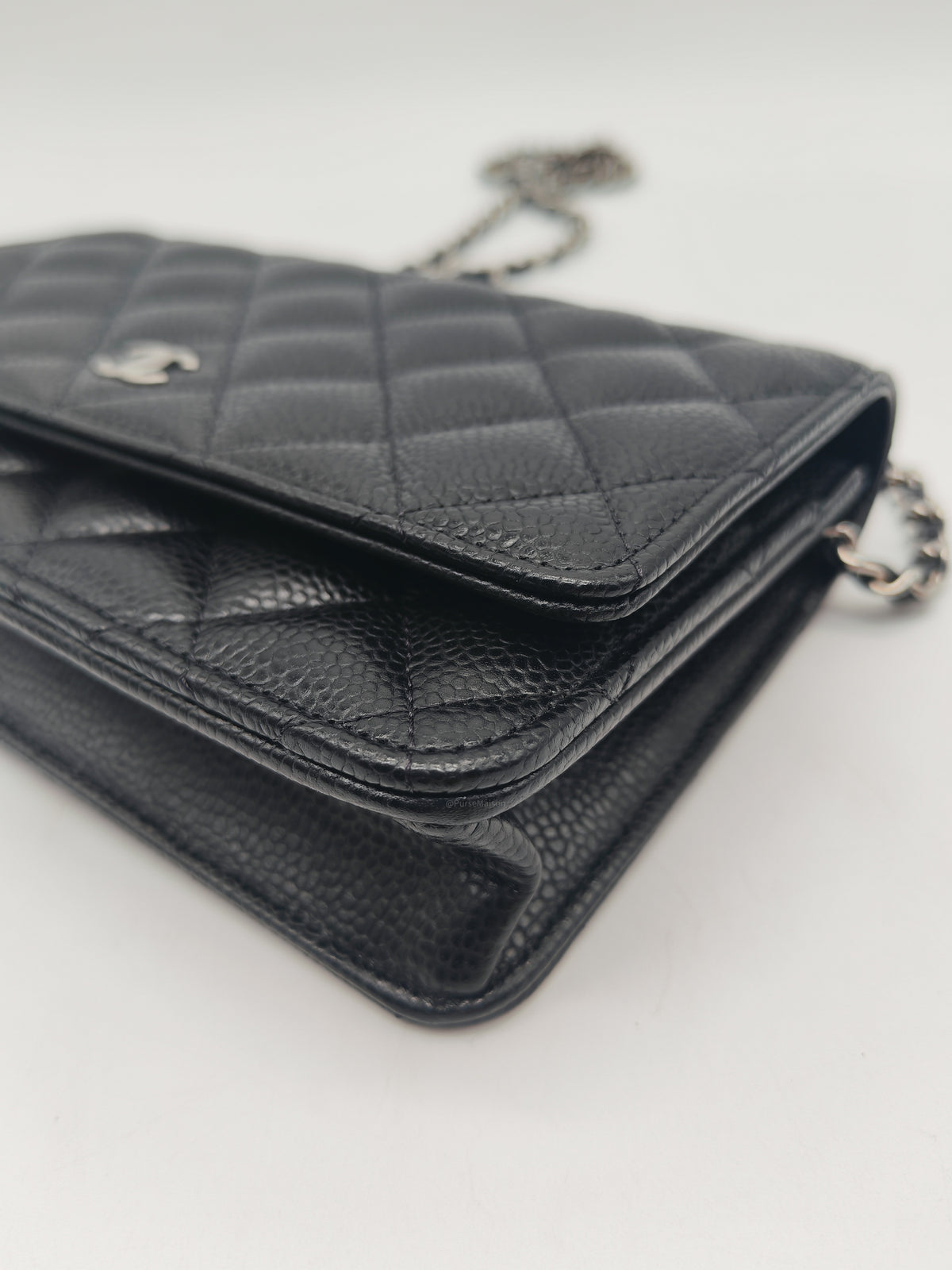 Chanel Classic Wallet on Chain (WOC) in Black Caviar Leather Silver Hardware Microchip (HJ****5J) | Purse Maison Luxury Bags Shop