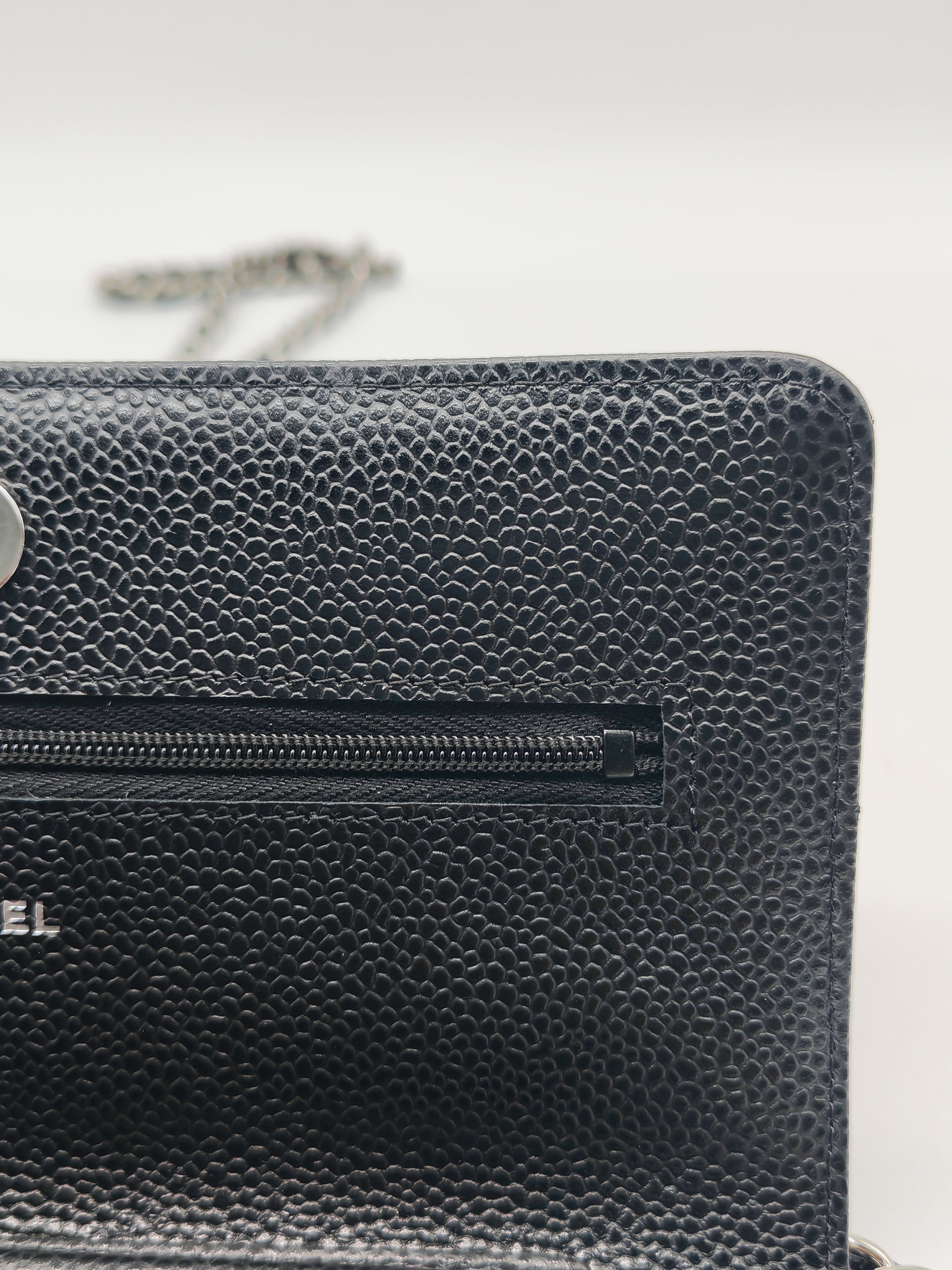 Chanel Classic Wallet on Chain (WOC) in Black Caviar Leather Silver Hardware (Series 30****85) | Purse Maison Luxury Bags Shop