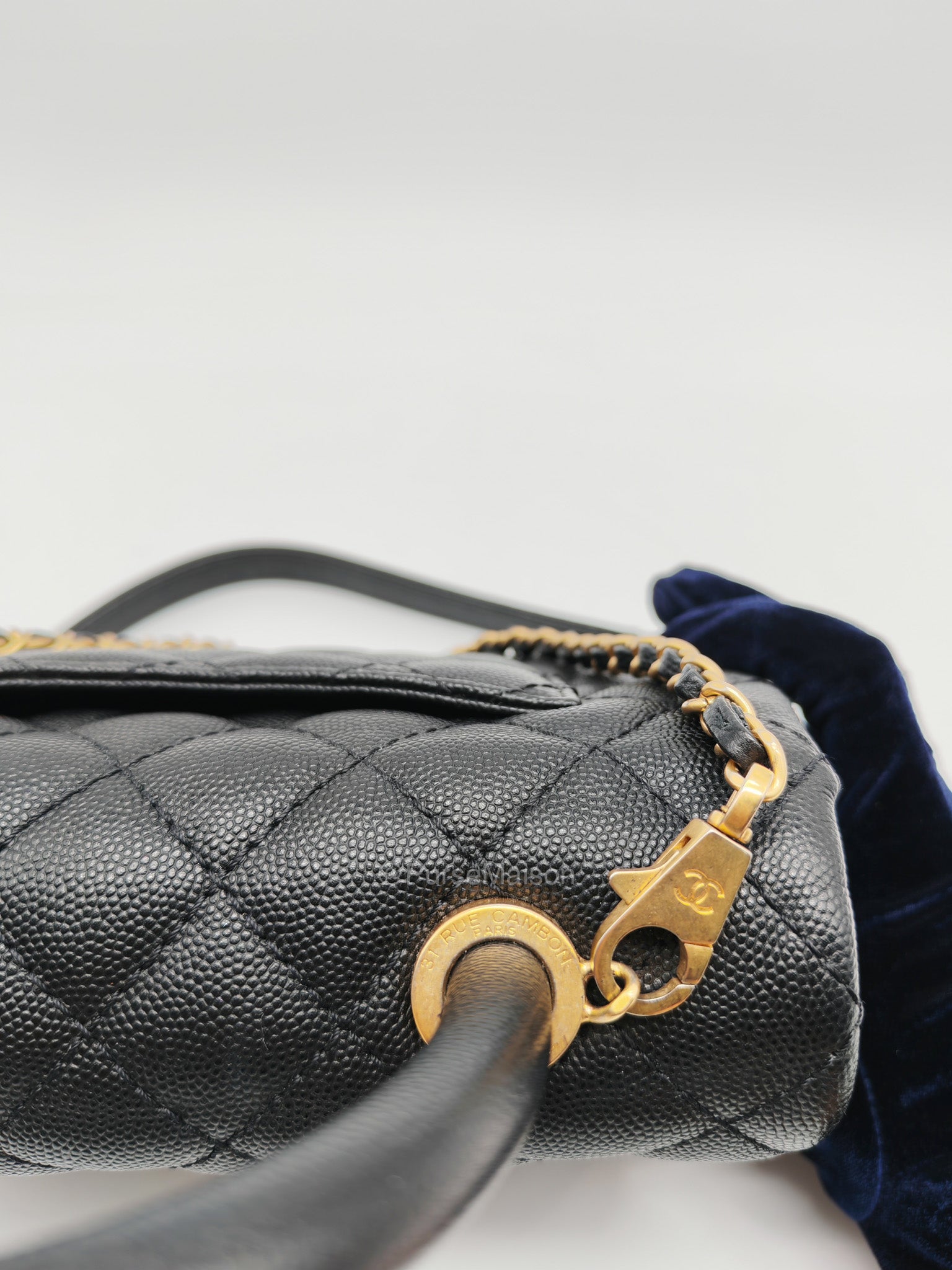 Chanel Coco Handle Small in Black Caviar Leather and Gold Hardware Series 25 | Purse Maison Luxury Bags Shop