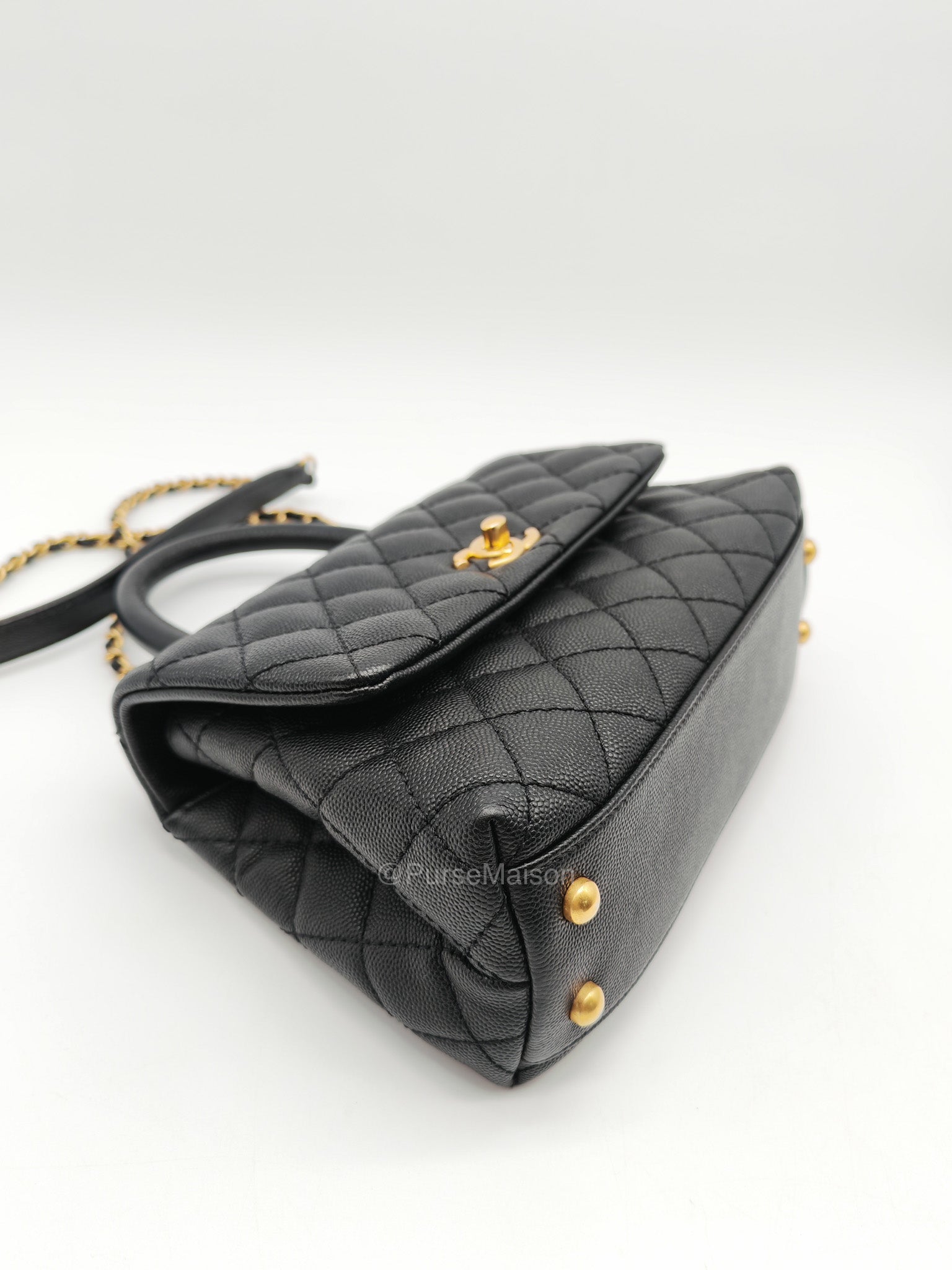 Chanel Coco Handle Small in Black Caviar Leather and Gold Hardware Series 25 | Purse Maison Luxury Bags Shop