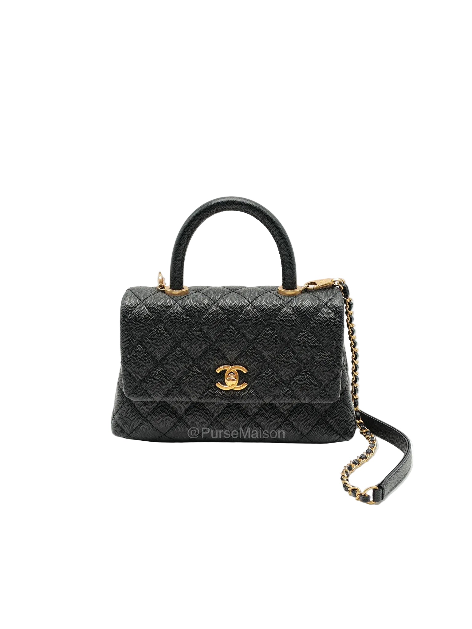 Chanel Coco Handle Small in Black Caviar Leather and Gold Hardware Series 25 | Purse Maison Luxury Bags Shop