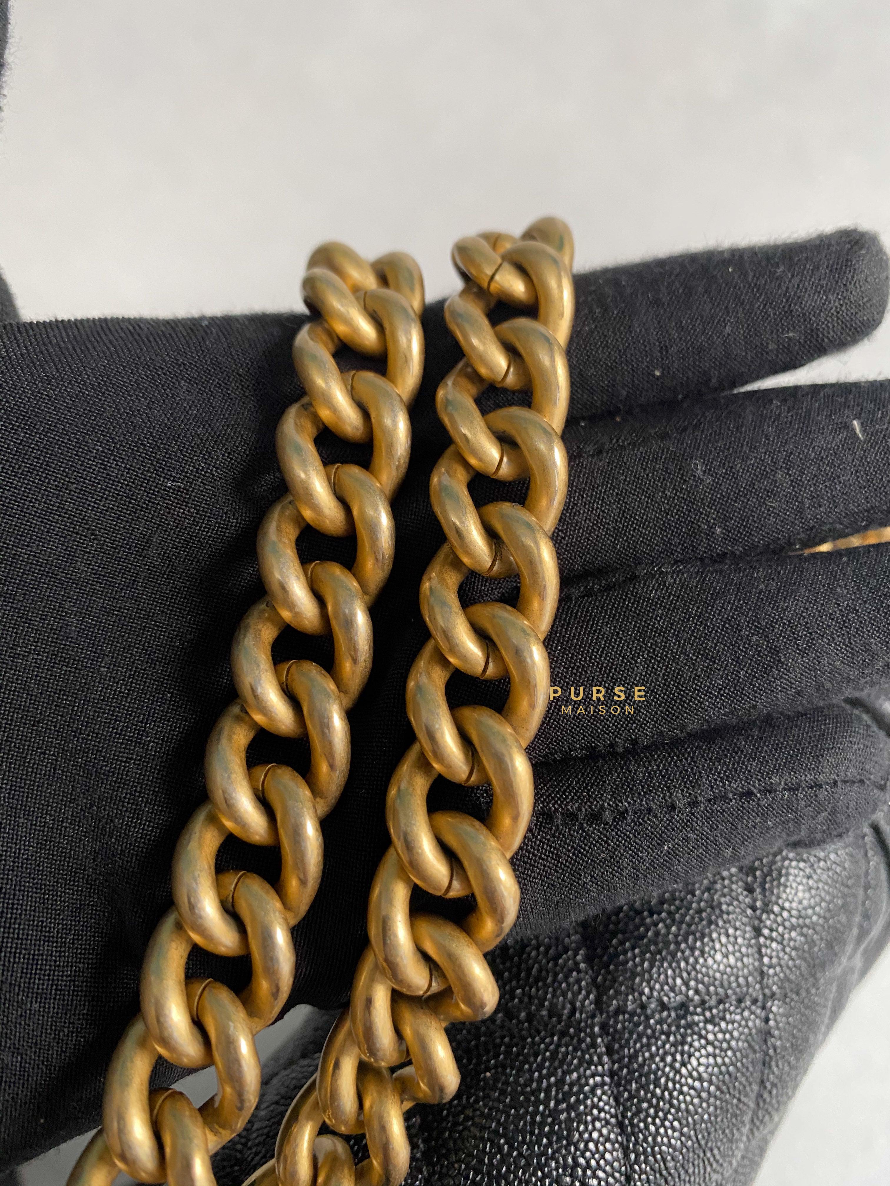 Chanel Cruise Boy North South in Black Caviar Leather and Aged Gold Hardware Series 26 | Purse Maison Luxury Bags Shop