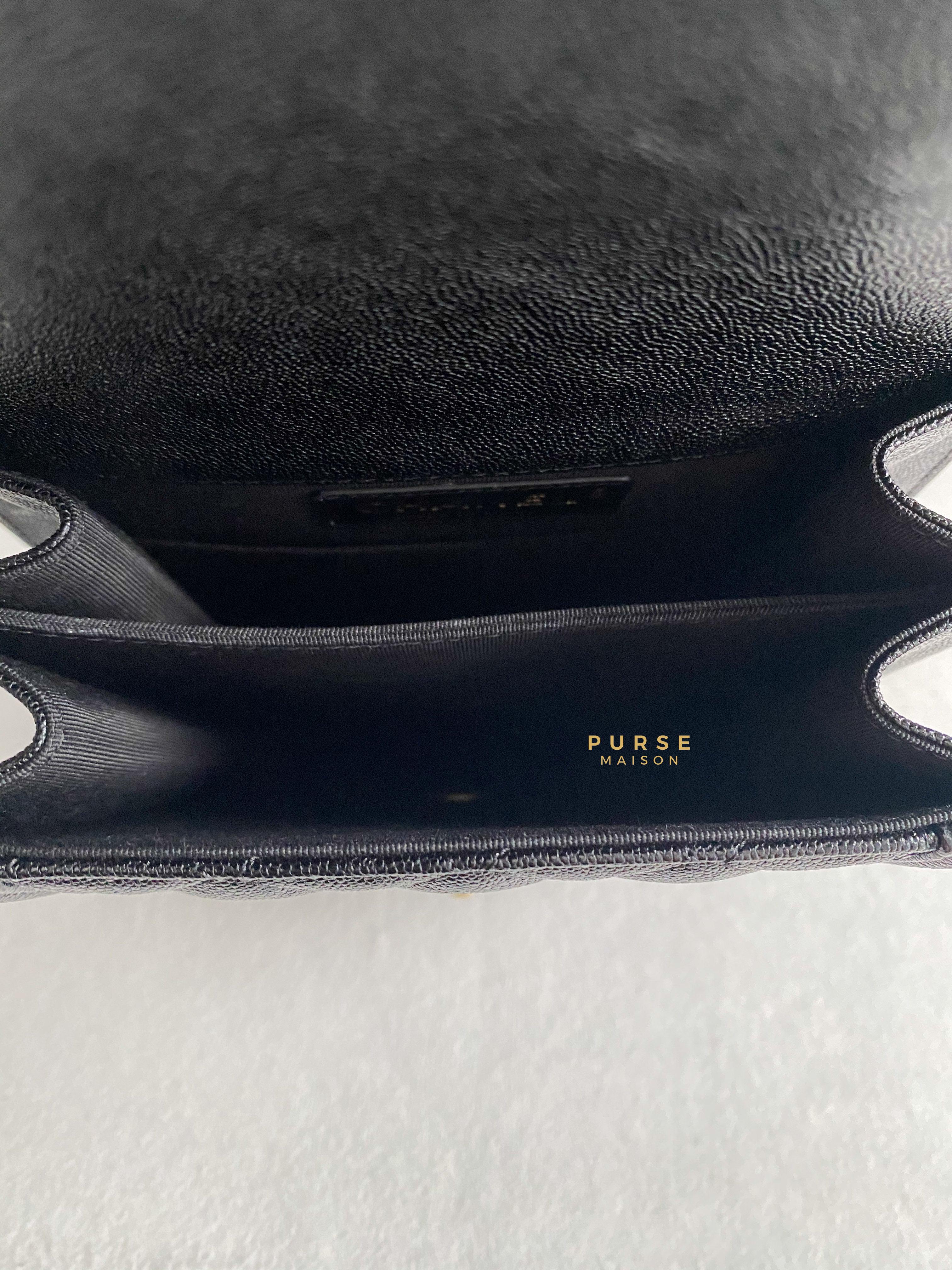 Chanel Cruise Boy North South in Black Caviar Leather and Aged Gold Hardware Series 26 | Purse Maison Luxury Bags Shop