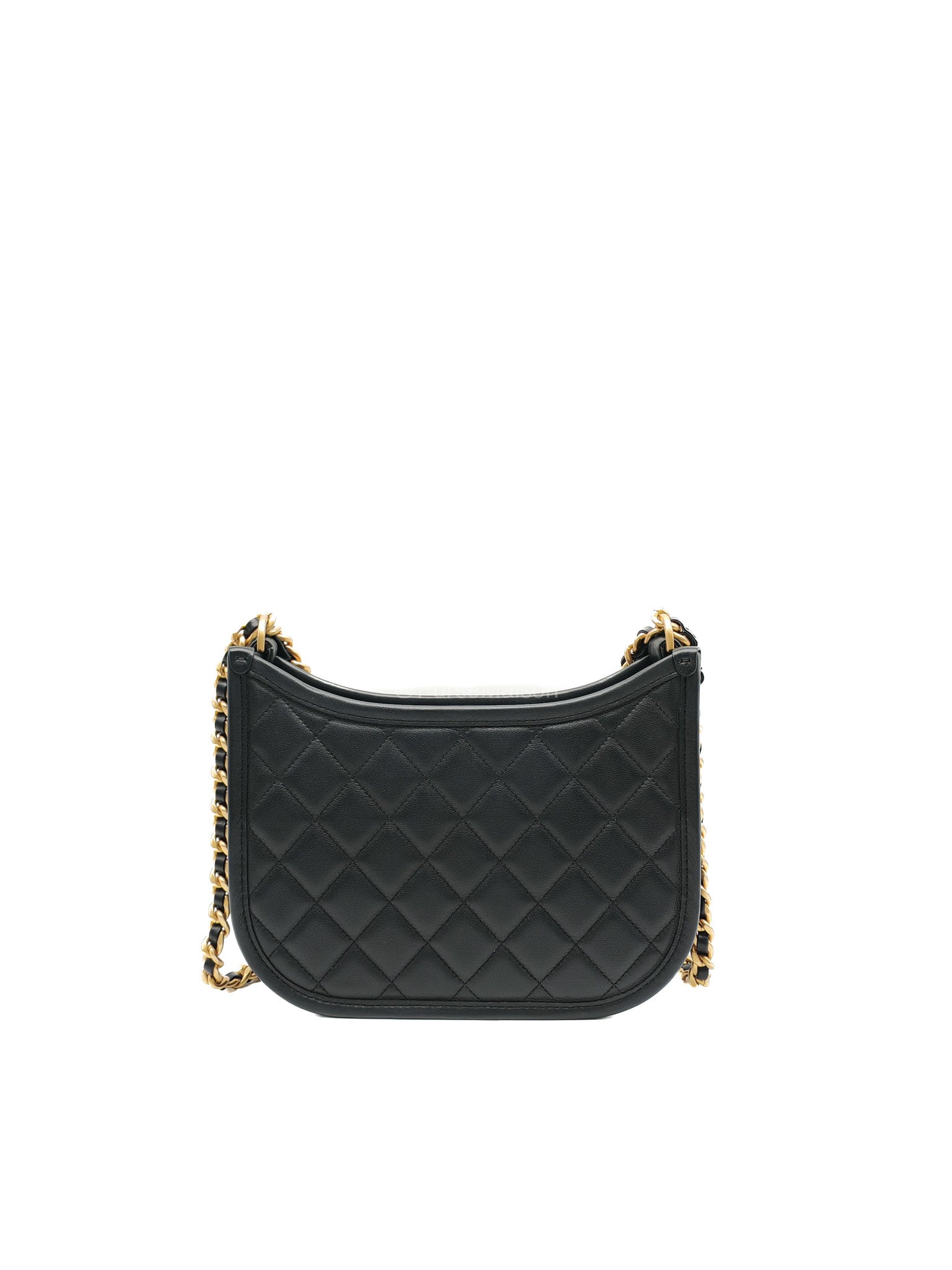 Chanel Curvy Mood Hobo Bag in Black Quilted Calfskin Leather and Aged Gold Hardware Microchip | Purse Maison Luxury Bags Shop