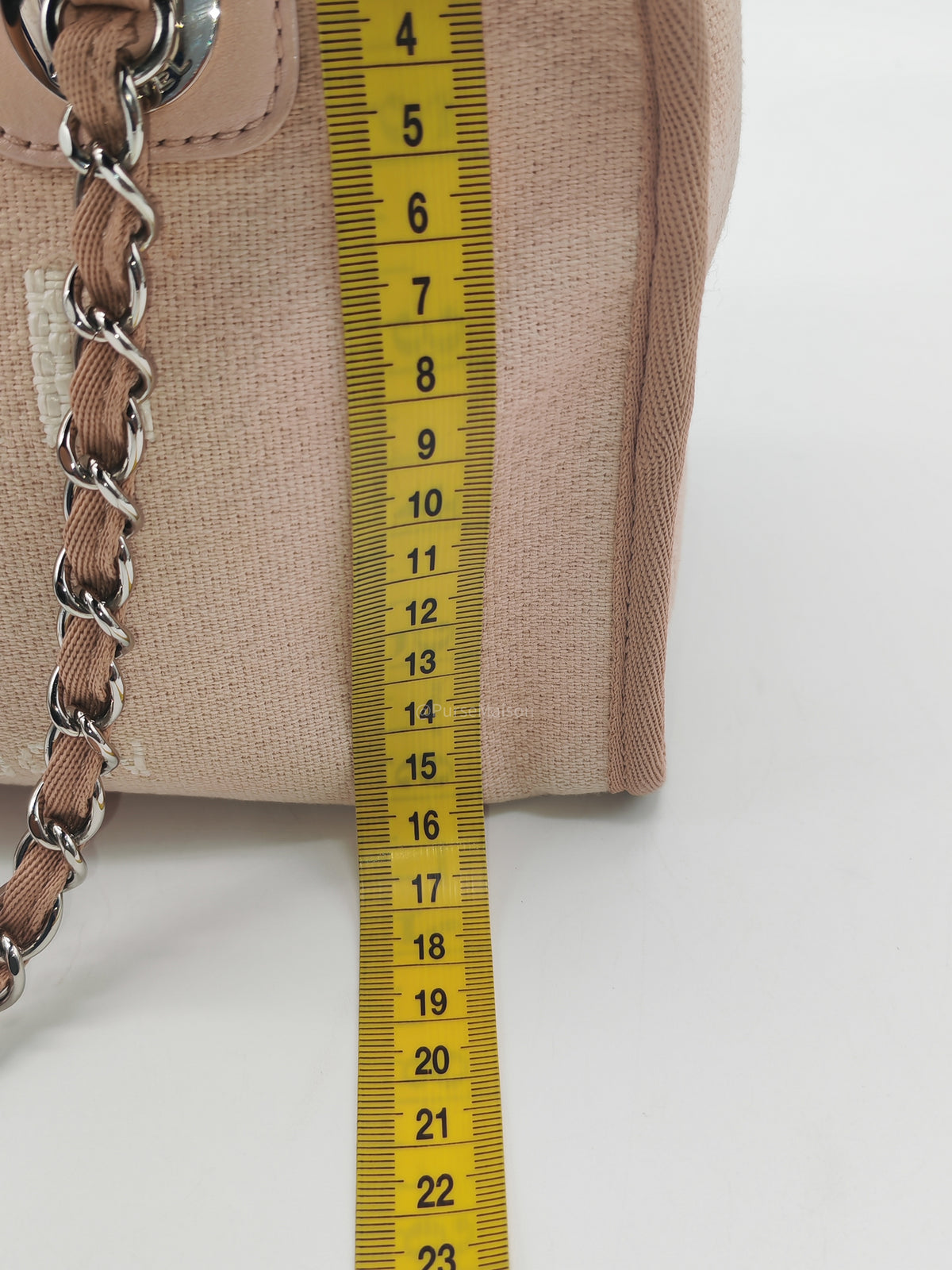 Chanel Deauville Bowling Bag Small in Pink Canvas Silver Hardware (Series 20) | Purse Maison Luxury Bags Shop