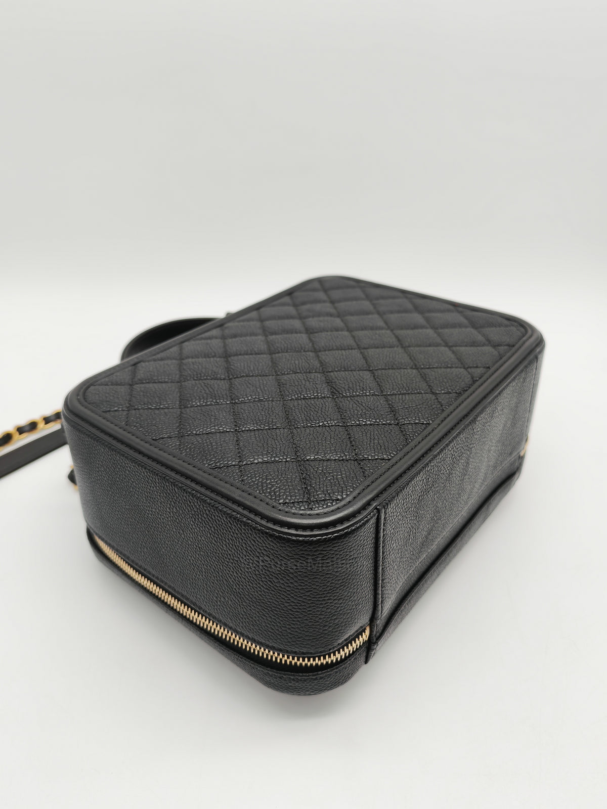 Chanel Filigree Vanity Case Large Black Caviar Leather in Aged Gold Hardware (Series 27) | Purse Maison Luxury Bags Shop