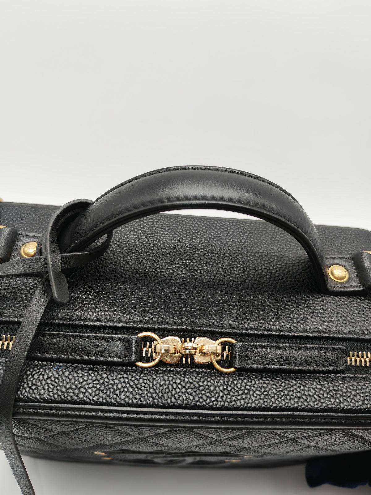 Chanel Filigree Vanity Case Large Black Caviar Leather in Aged Gold Hardware (Series 27) | Purse Maison Luxury Bags Shop