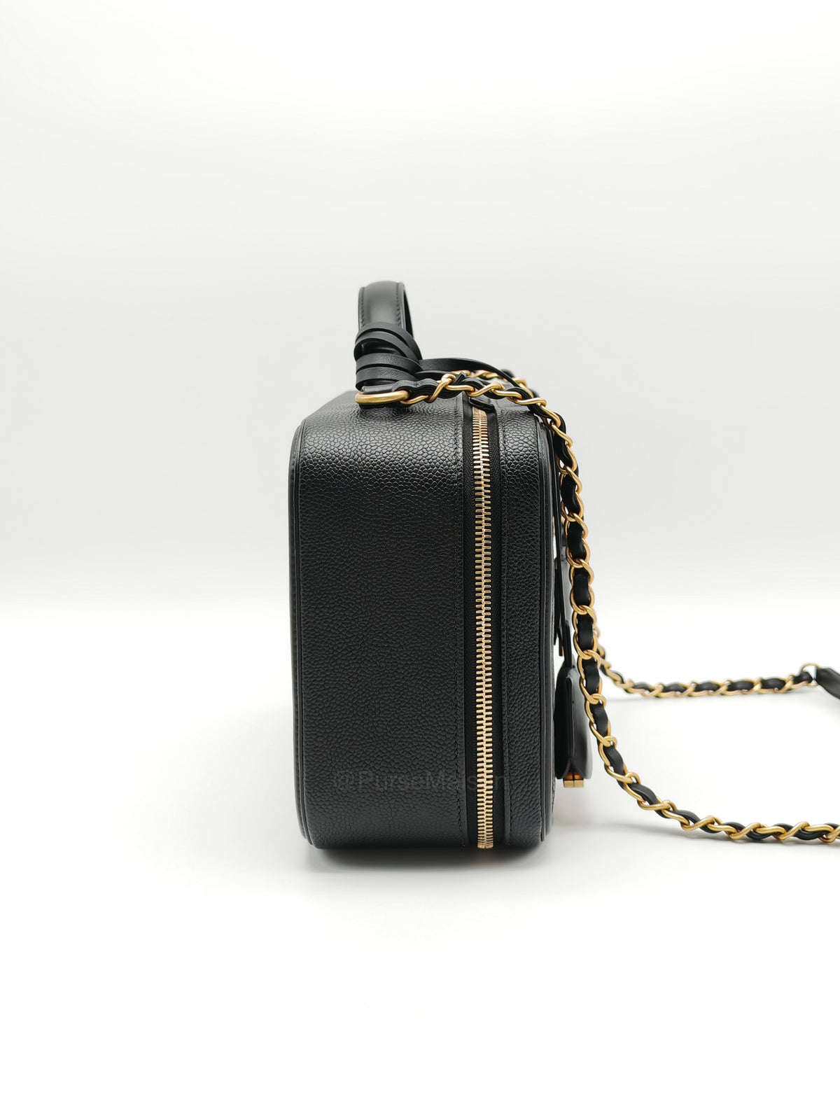Chanel Filigree Vanity Case Large Black Caviar Leather in Aged Gold Hardware (Series 27) | Purse Maison Luxury Bags Shop