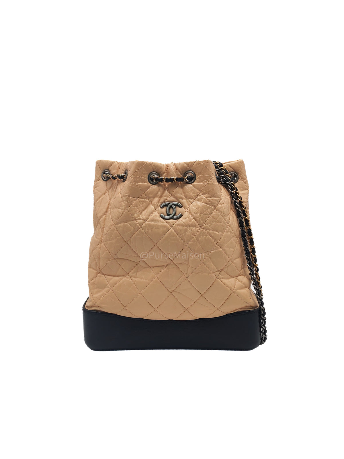Chanel Gabrielle Backpack Small in Beige Aged Calfskin Leather Mix Hardware (Series 25) | Purse Maison Luxury Bags Shop