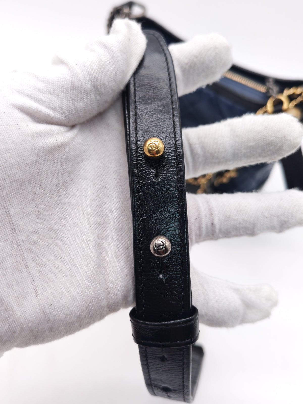 Chanel Gabrielle Hobo Bag Small in Navy Blue Quilted Aged Calfskin Leather and Mix Hardware Series 24 | Purse Maison Luxury Bags Shop