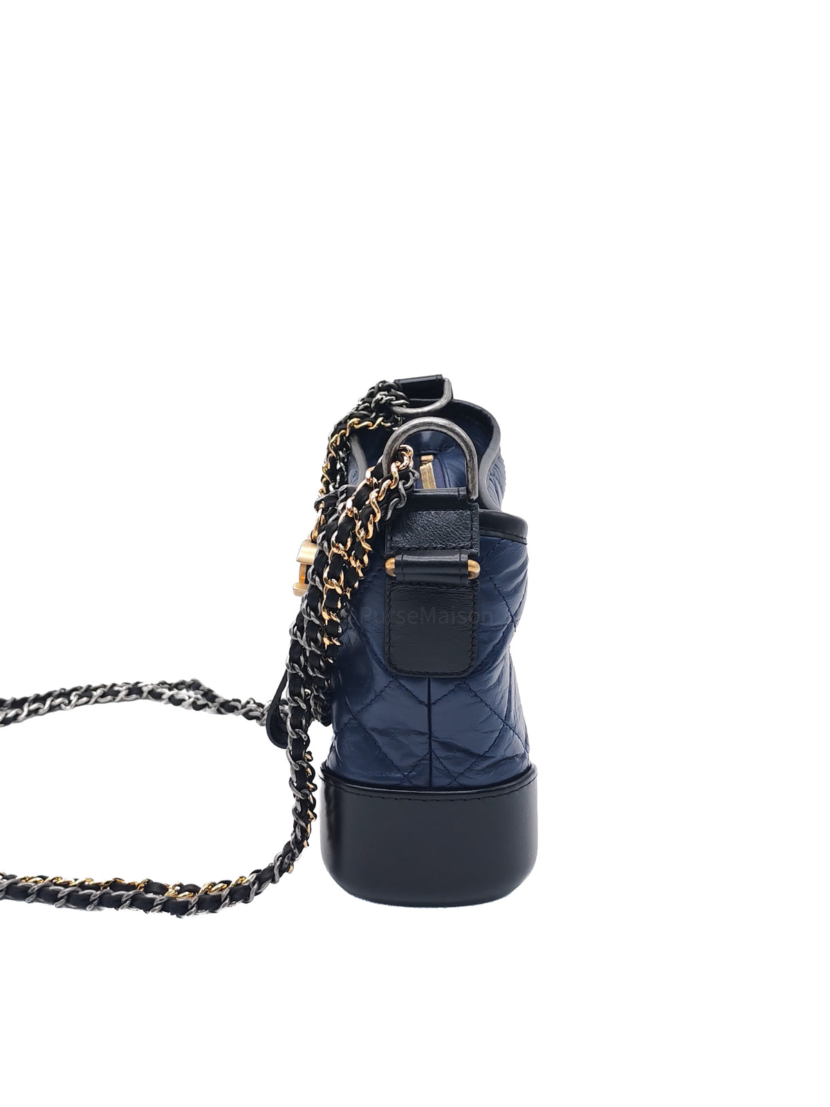 Chanel Gabrielle Hobo Bag Small in Navy Blue Quilted Aged Calfskin Leather and Mix Hardware Series 24 | Purse Maison Luxury Bags Shop