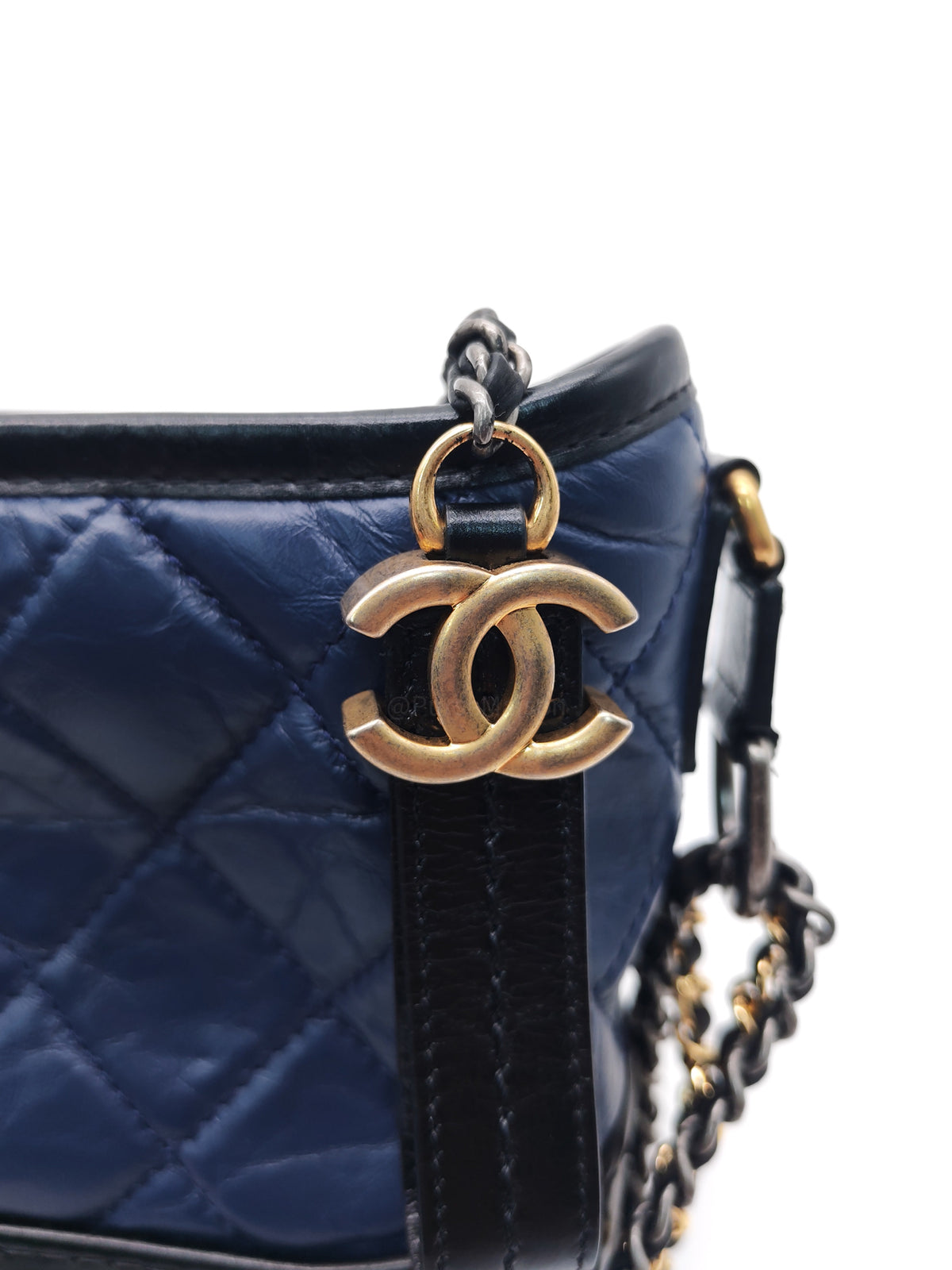 Chanel Gabrielle Hobo Bag Small in Navy Blue Quilted Aged Calfskin Leather and Mix Hardware Series 24 | Purse Maison Luxury Bags Shop