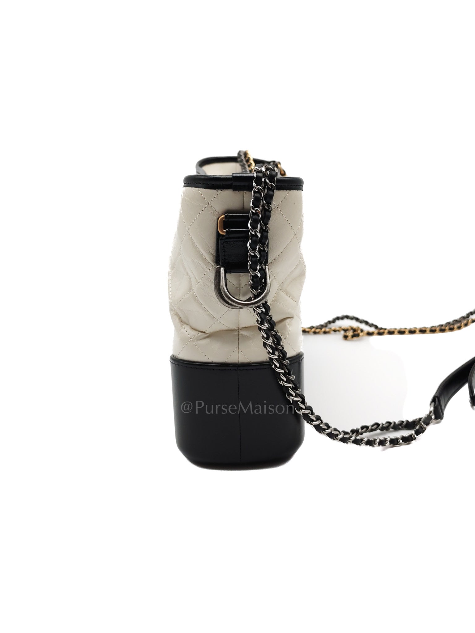 Gabrielle Hobo Old Medium (Large) in White Quilted Distressed Calfskin & Mixed Hardware (Series 25) | Purse Maison Luxury Bags Shop