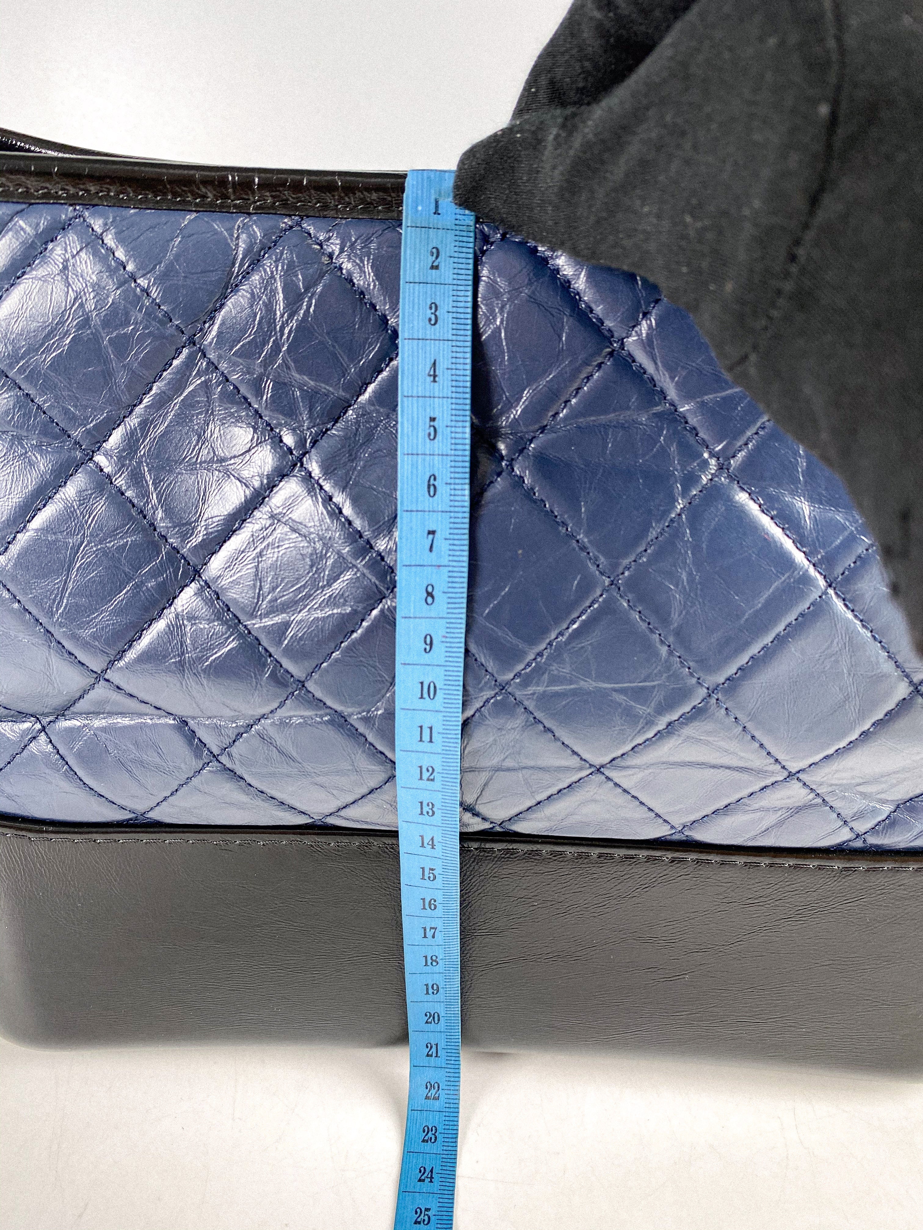 Chanel Gabrielle Medium Hobo Bag in Navy Blue Distressed Calfskin Leather & Mixed Hardware (Series 26)