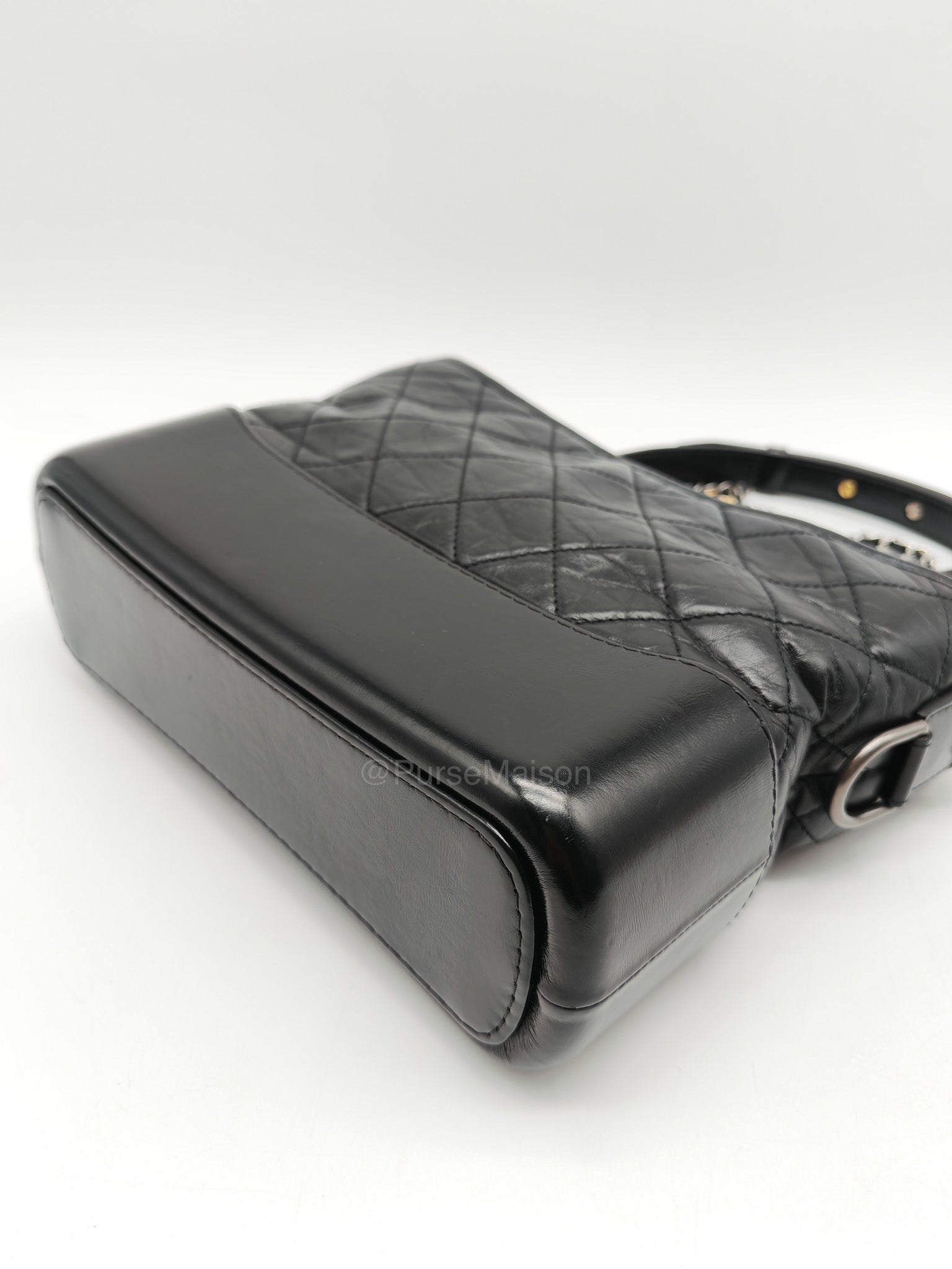 Chanel Gabrielle Medium in Black Quilted Lambskin Leather Hobo Bag in Black Mix Hardware Series 30 | Purse Maison Luxury Bags Shop