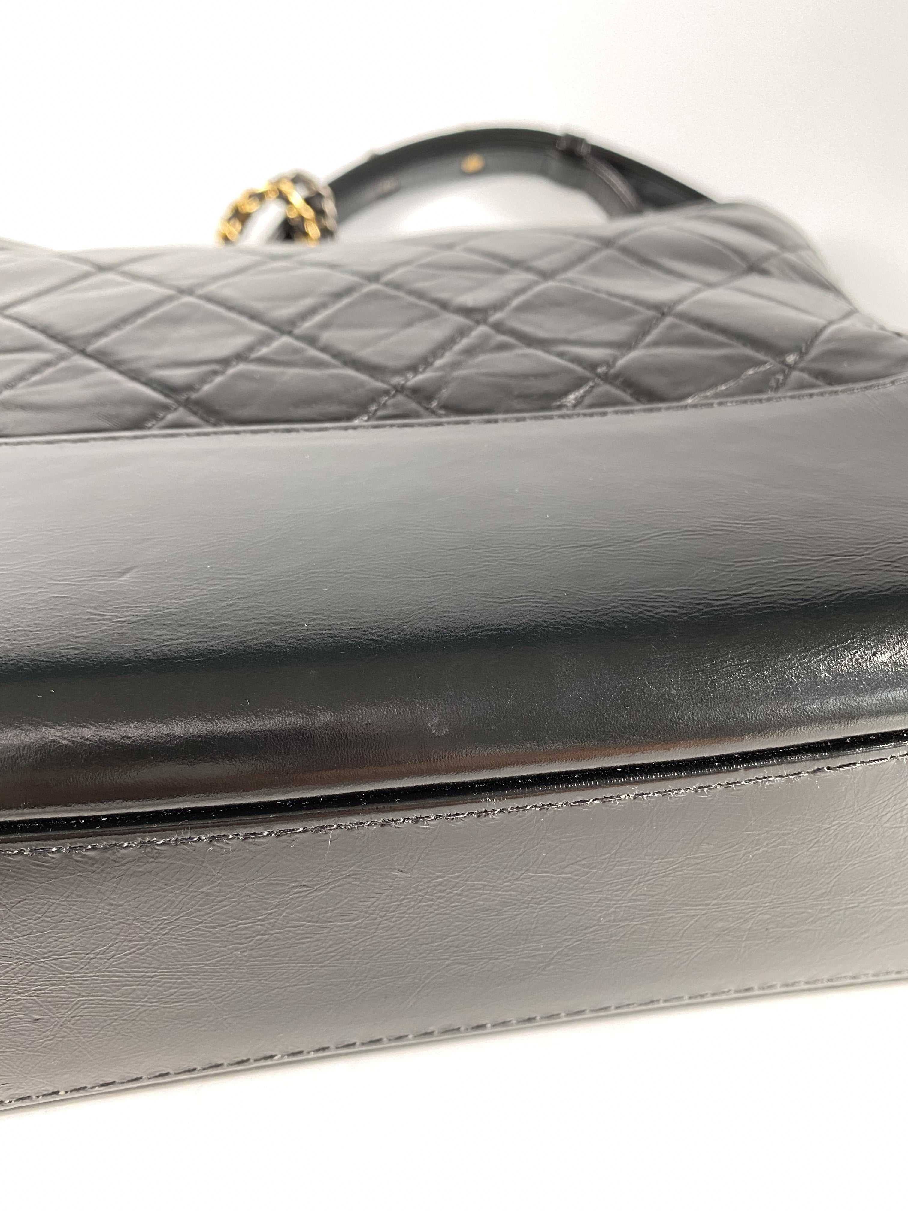 Chanel Gabrielle Old Medium Hobo Bag in Black Distressed Calfskin Leather & Mixed Hardware (Series 25)