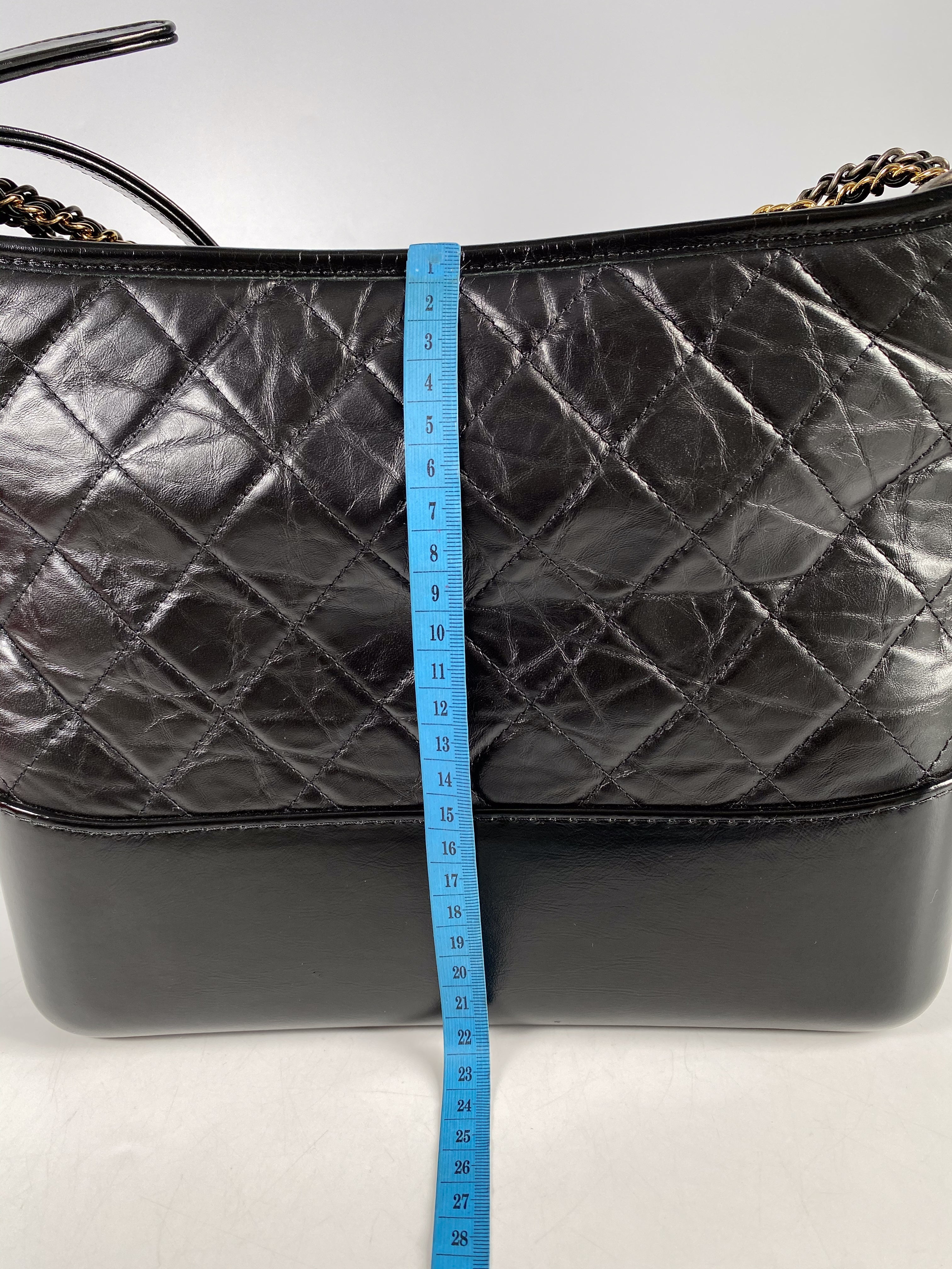 Chanel Gabrielle Old Medium Hobo Bag in Black Distressed Calfskin Leather & Mixed Hardware (Series 25)
