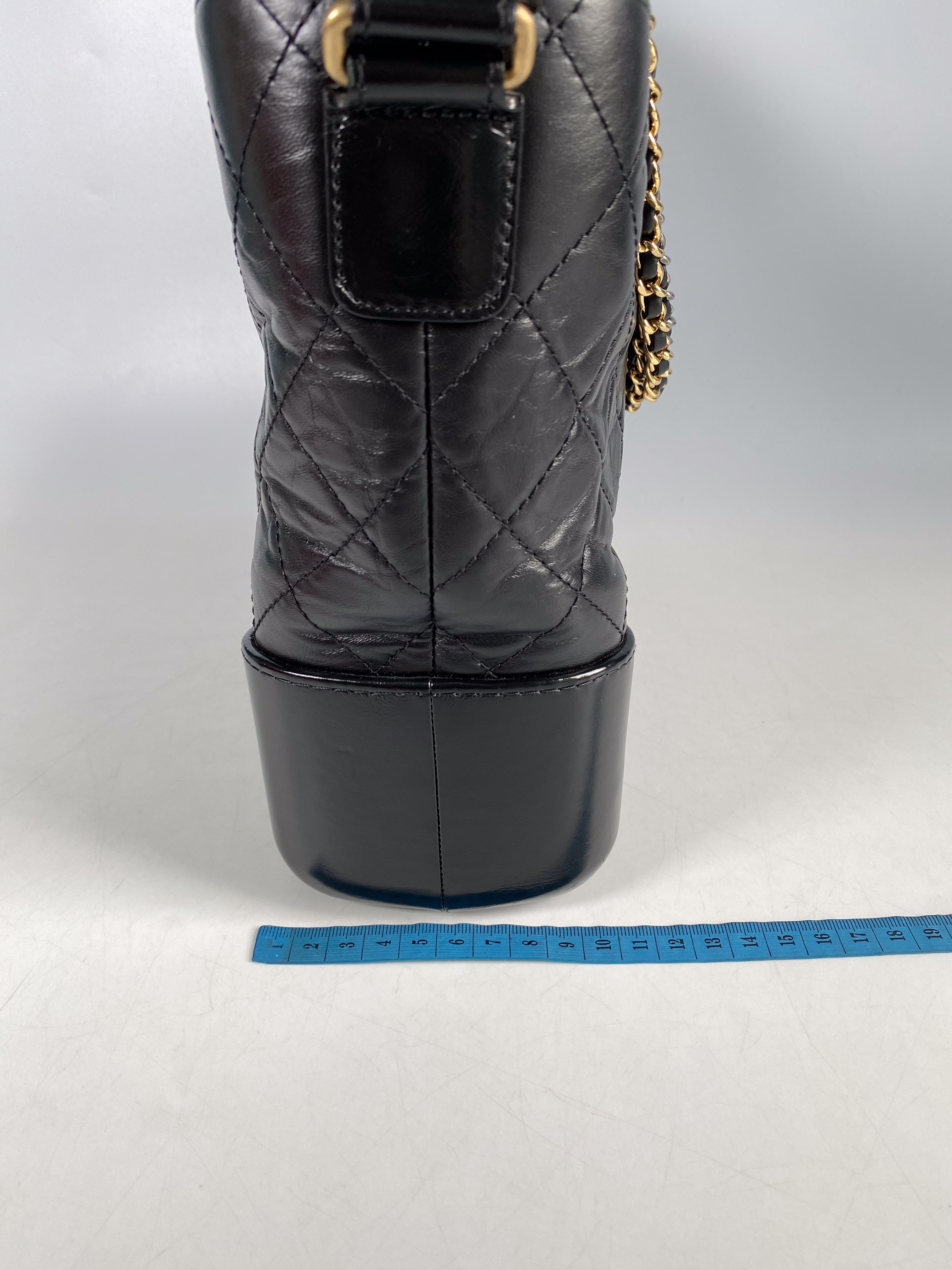 Chanel Gabrielle Old Medium Hobo Bag in Black Distressed Calfskin Leather & Mixed Hardware (Series 25)