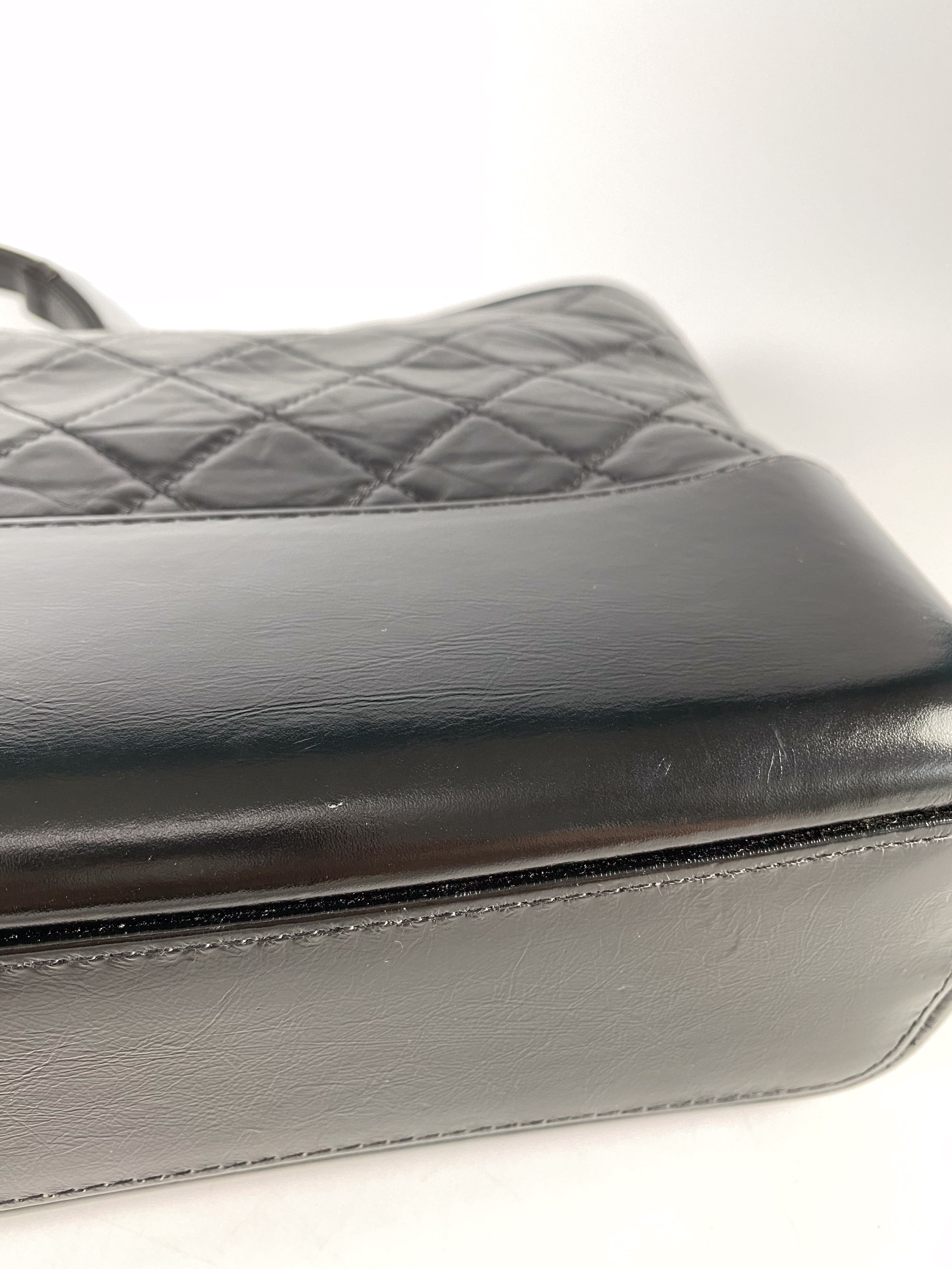 Chanel Gabrielle Old Medium Hobo Bag in Black Distressed Calfskin Leather & Mixed Hardware (Series 25)