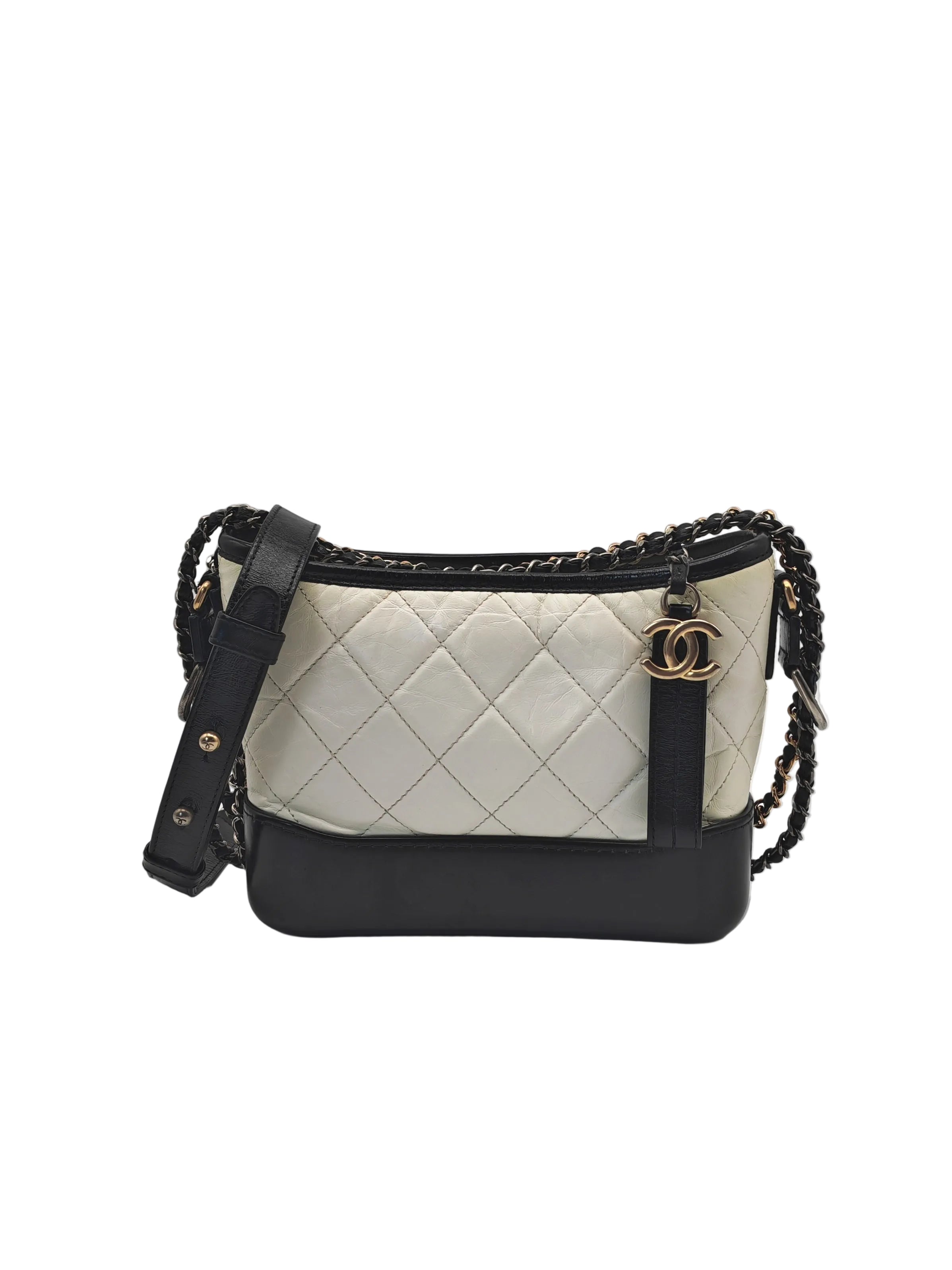 Gabrielle Small in Off White Distressed Calfskin Leather and Mixed Hardware Series 26 | Purse Maison Luxury Bags Shop