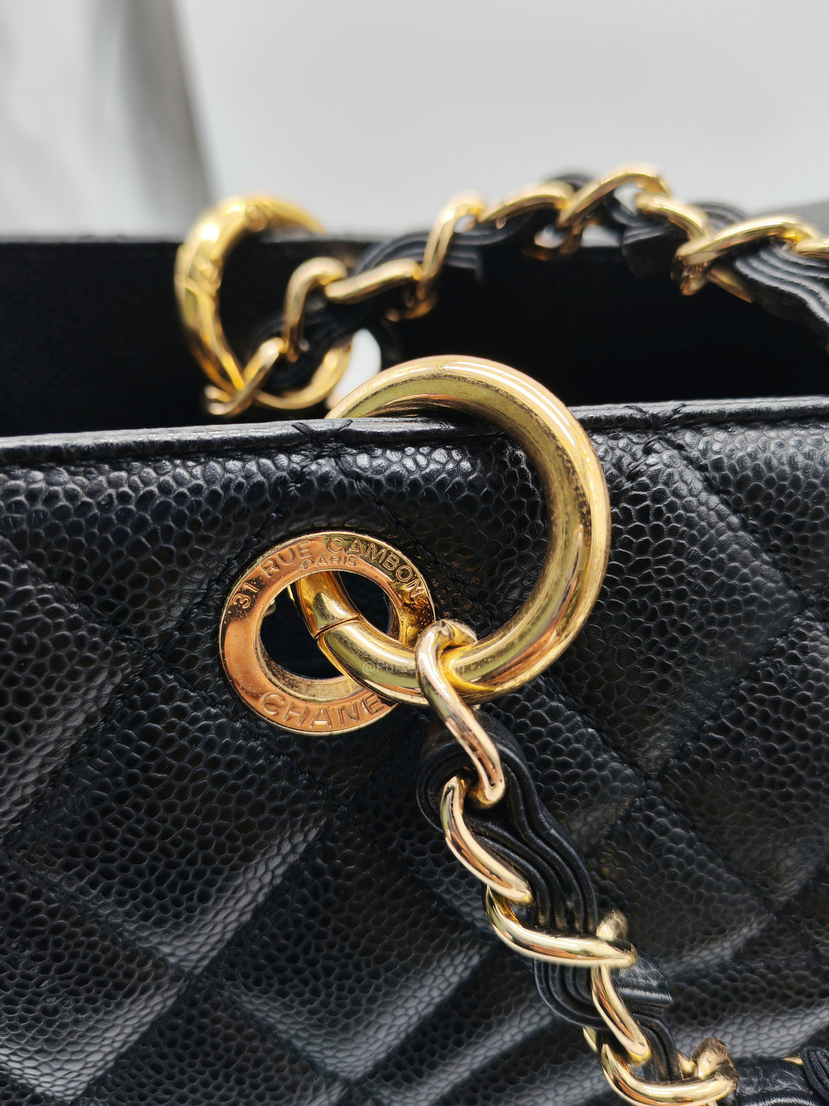 Chanel Grand Shopping Tote Bag (GST) in Black Quilted Caviar Leather and Gold Hardware (Series 19) | Purse Maison Luxury Bags Shop