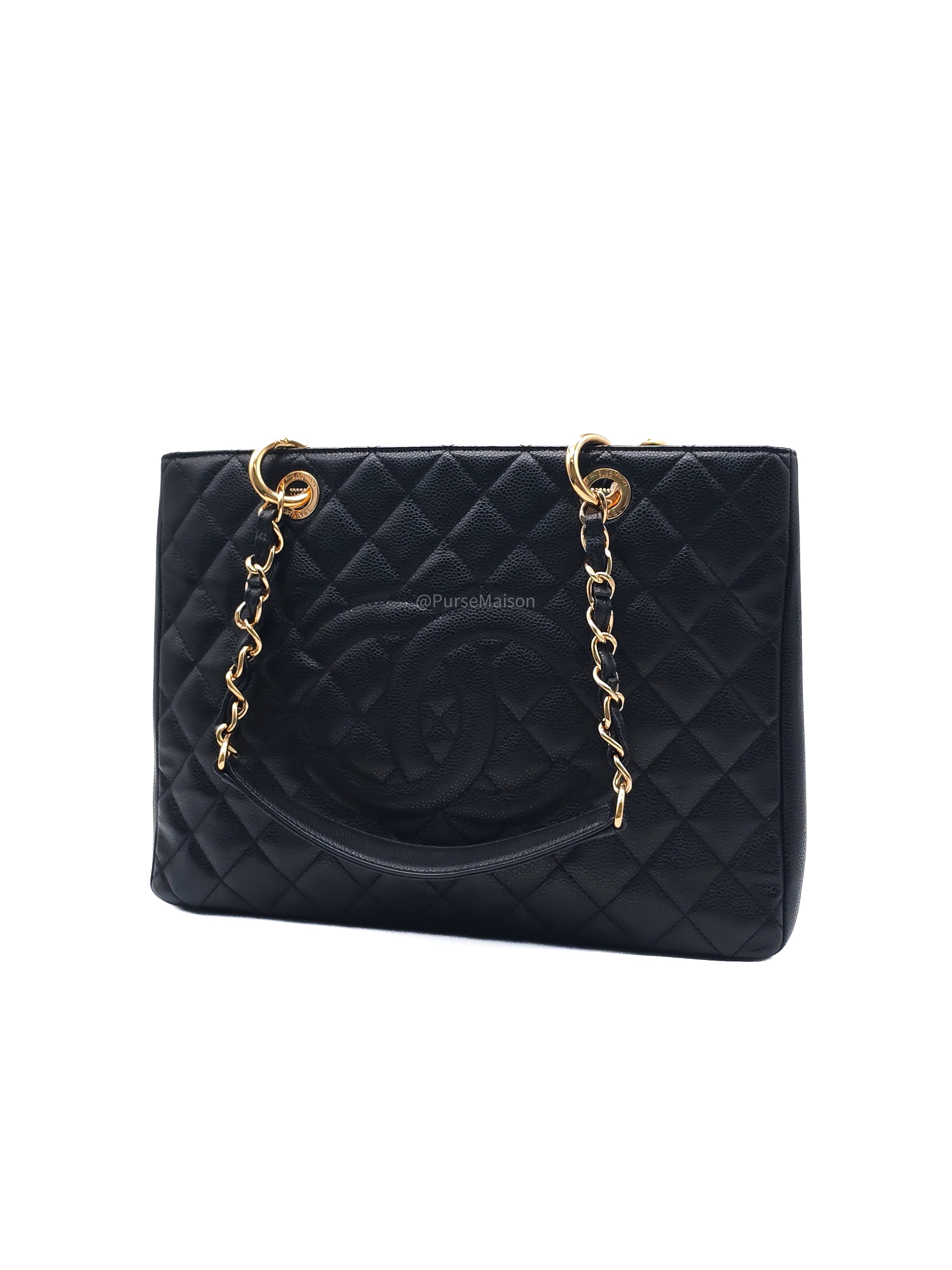 Chanel Grand Shopping Tote Bag (GST) in Black Quilted Caviar Leather Gold Hardware (Series 19) | Purse Maison Luxury Bags Shop