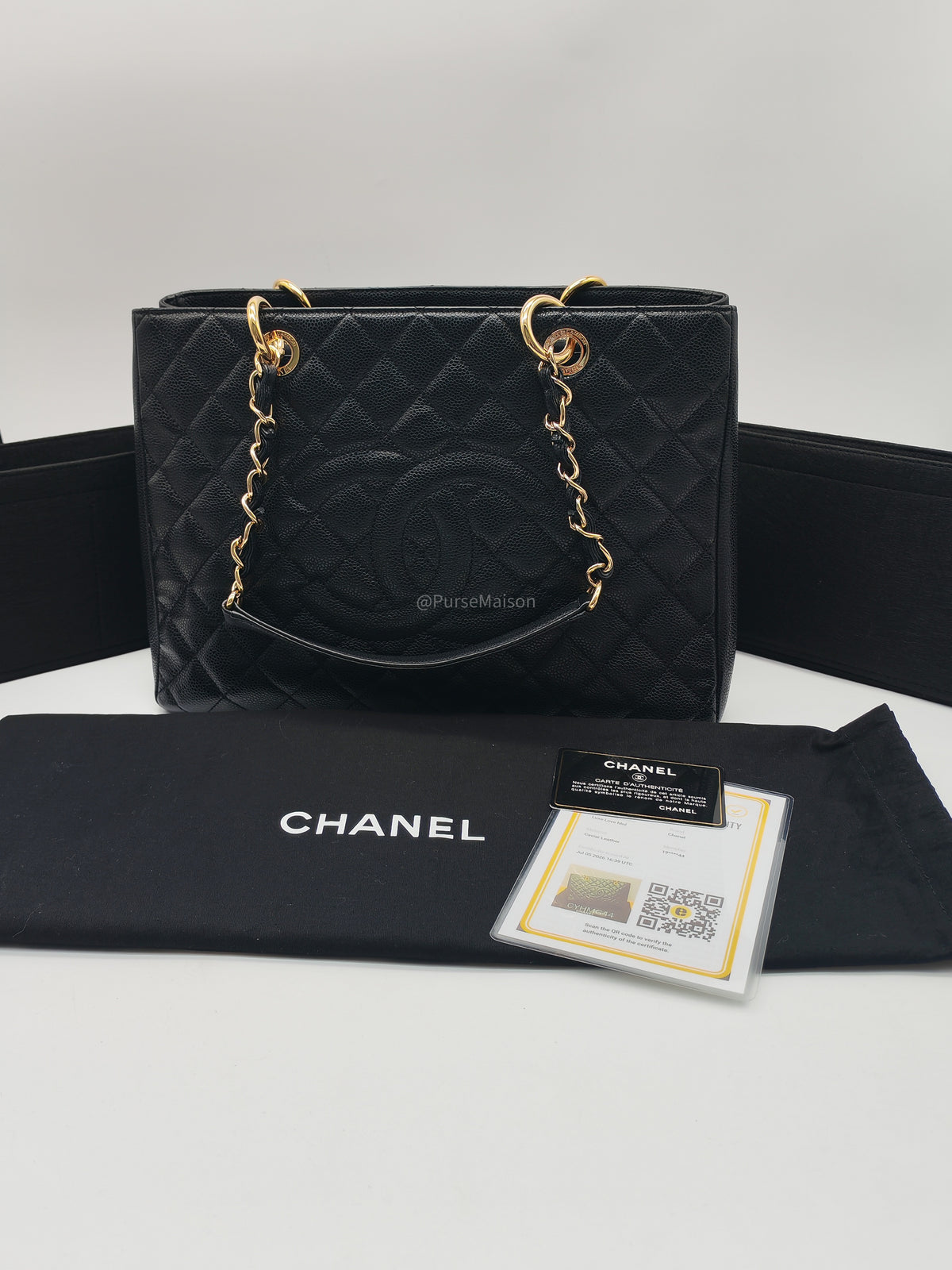 Chanel Grand Shopping Tote Bag (GST) in Black Quilted Caviar Leather Gold Hardware (Series 19) | Purse Maison Luxury Bags Shop