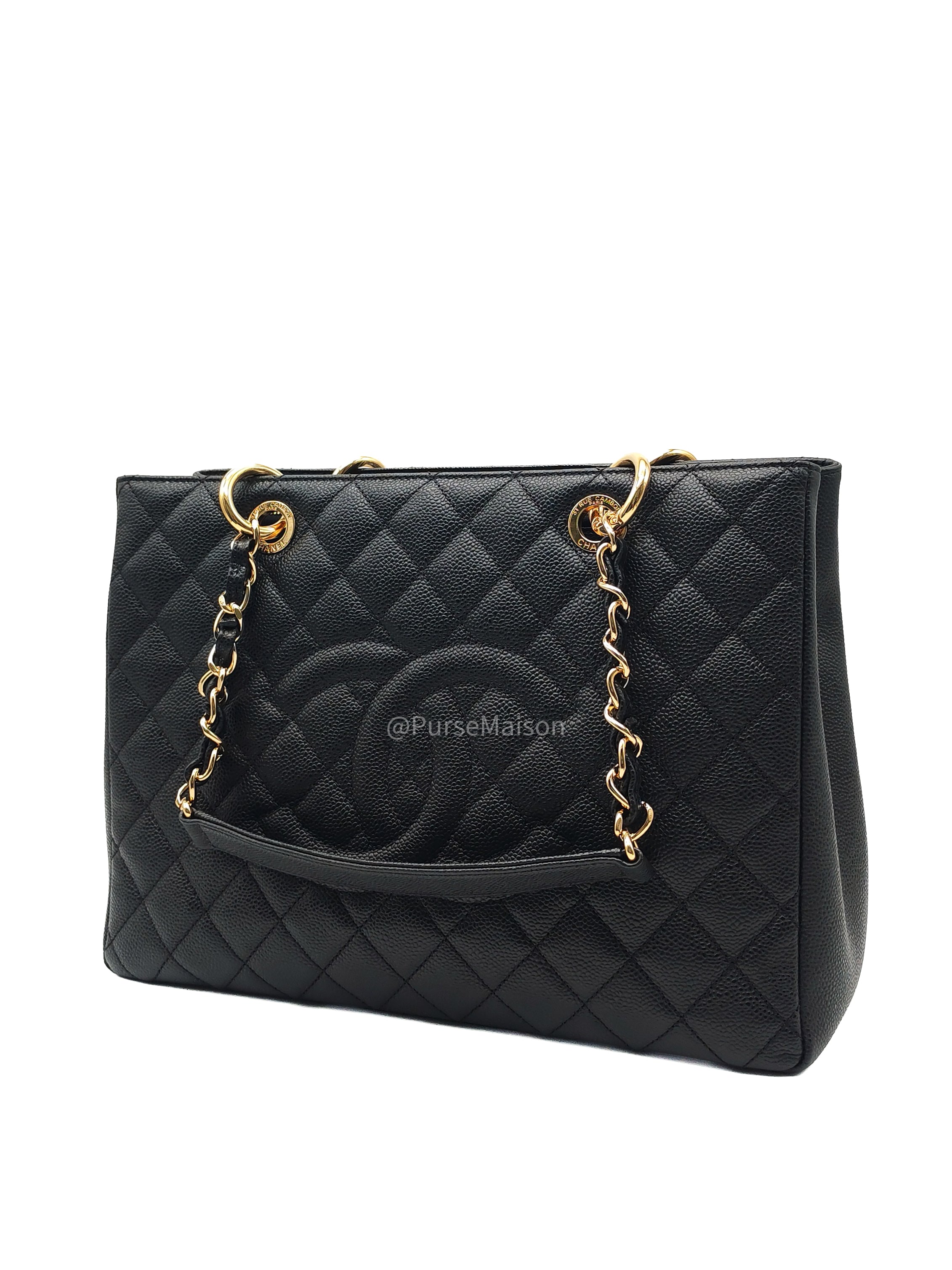 Chanel Grand Shopping Tote (GST) in Black Caviar Leather and Gold Hardware Series 16 | Purse Maison Luxury Bags Shop