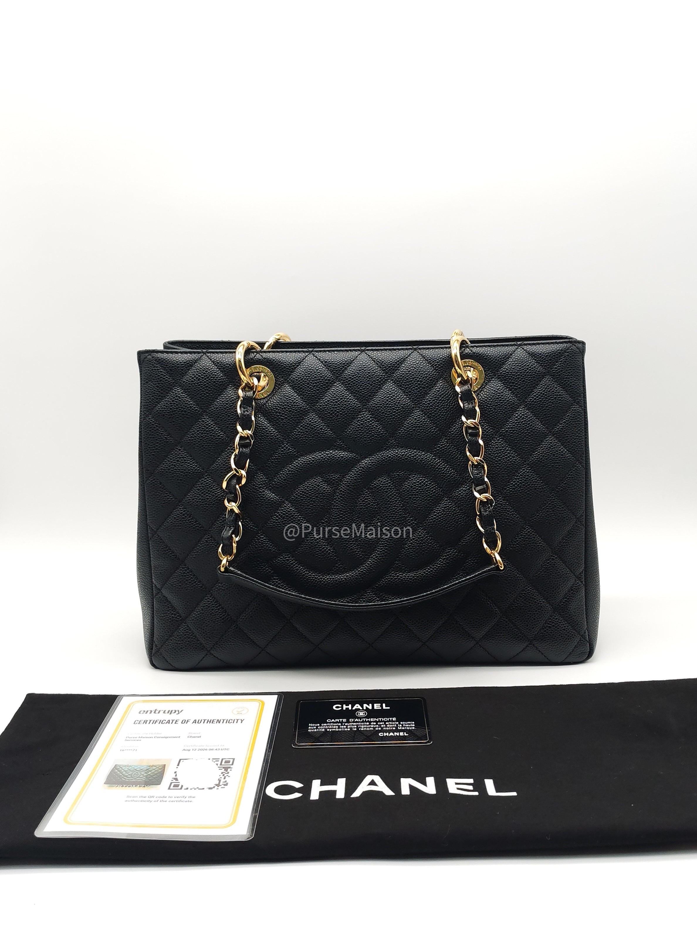 Chanel Grand Shopping Tote (GST) in Black Caviar Leather and Gold Hardware Series 16 | Purse Maison Luxury Bags Shop