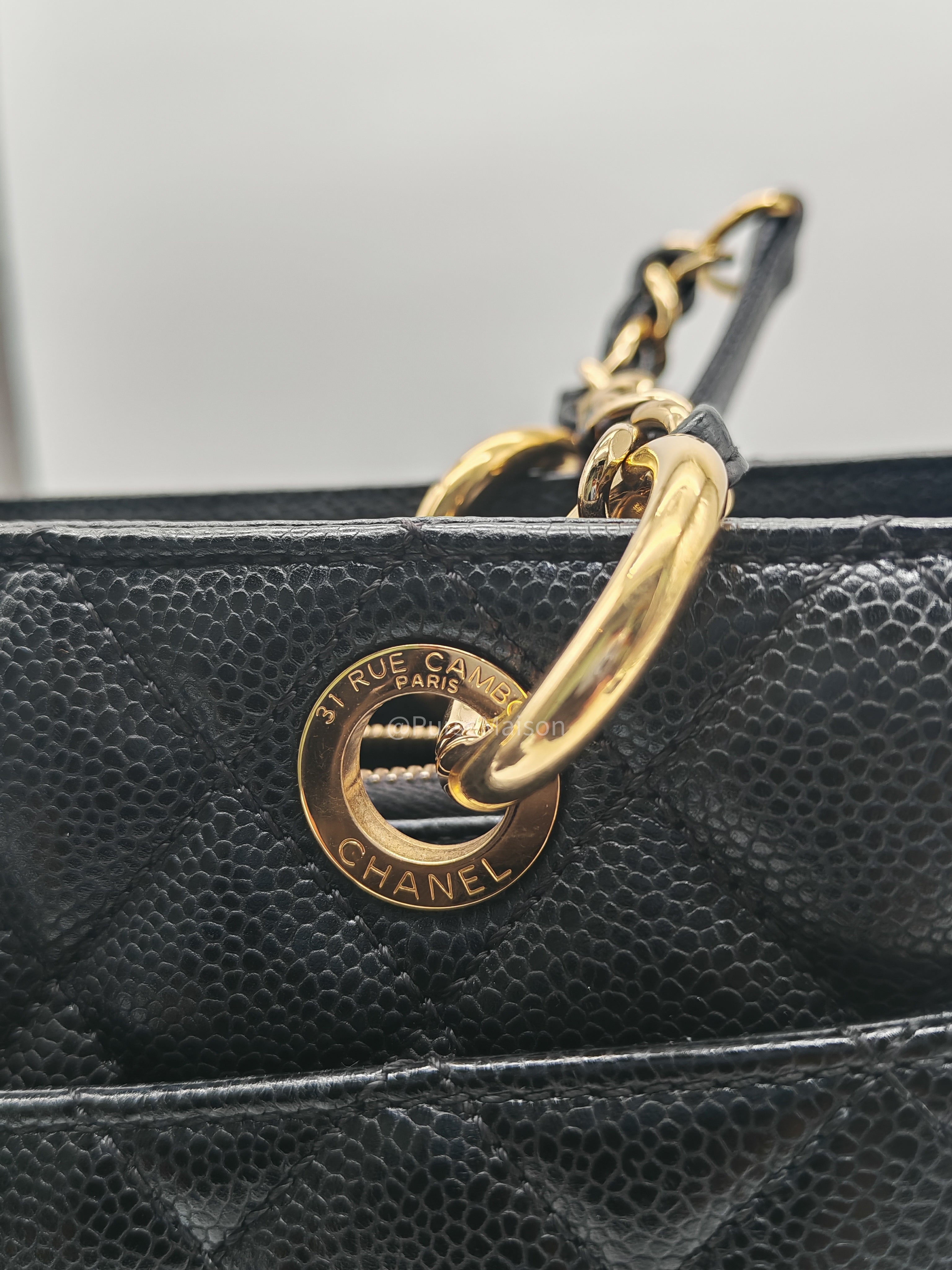 Chanel Grand Shopping Tote (GST) in Black Caviar Leather and Gold Hardware Series 20 | Purse Maison Luxury Bags Shop