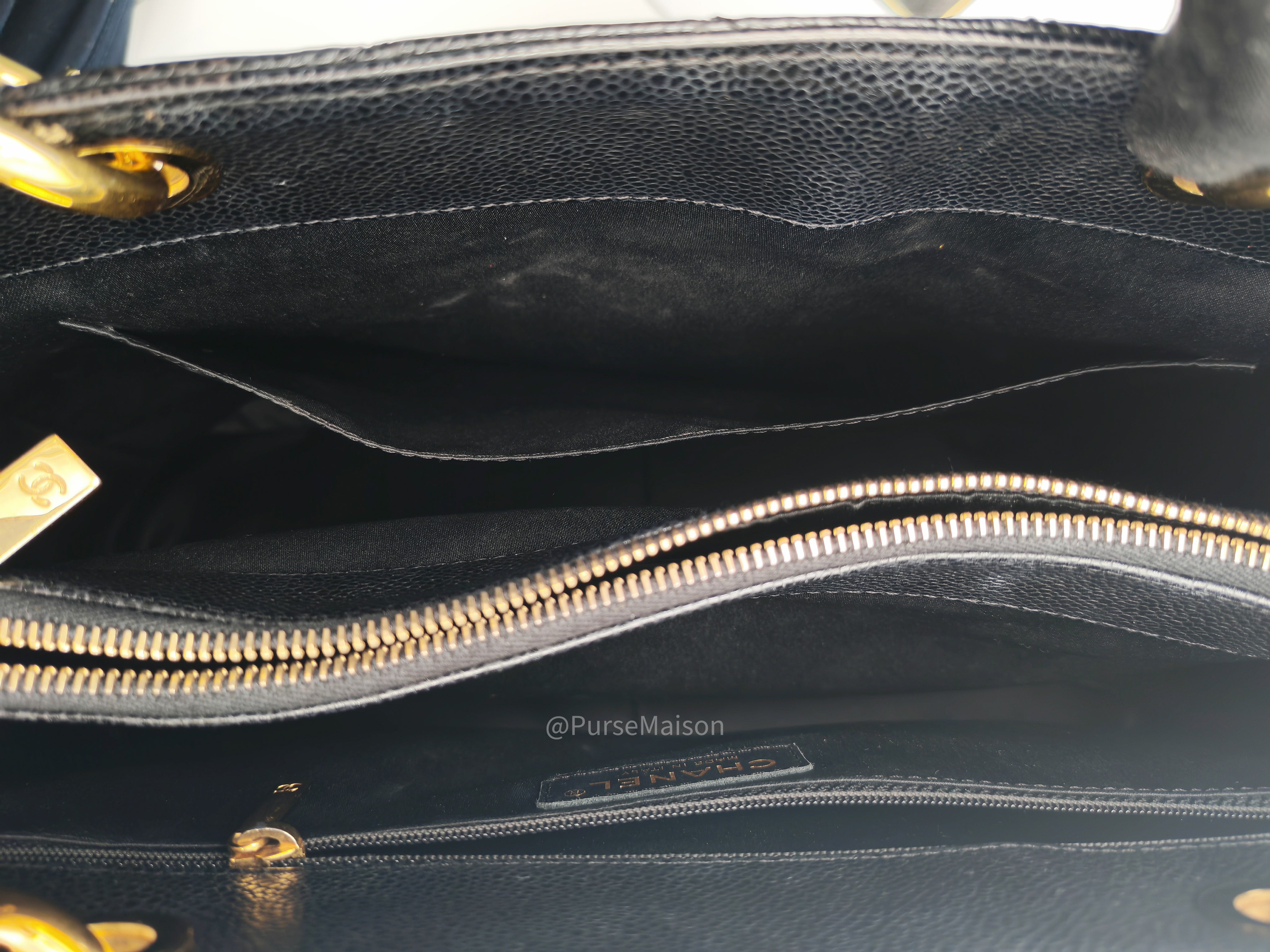 Chanel Grand Shopping Tote (GST) in Black Caviar Leather and Gold Hardware Series 20 | Purse Maison Luxury Bags Shop