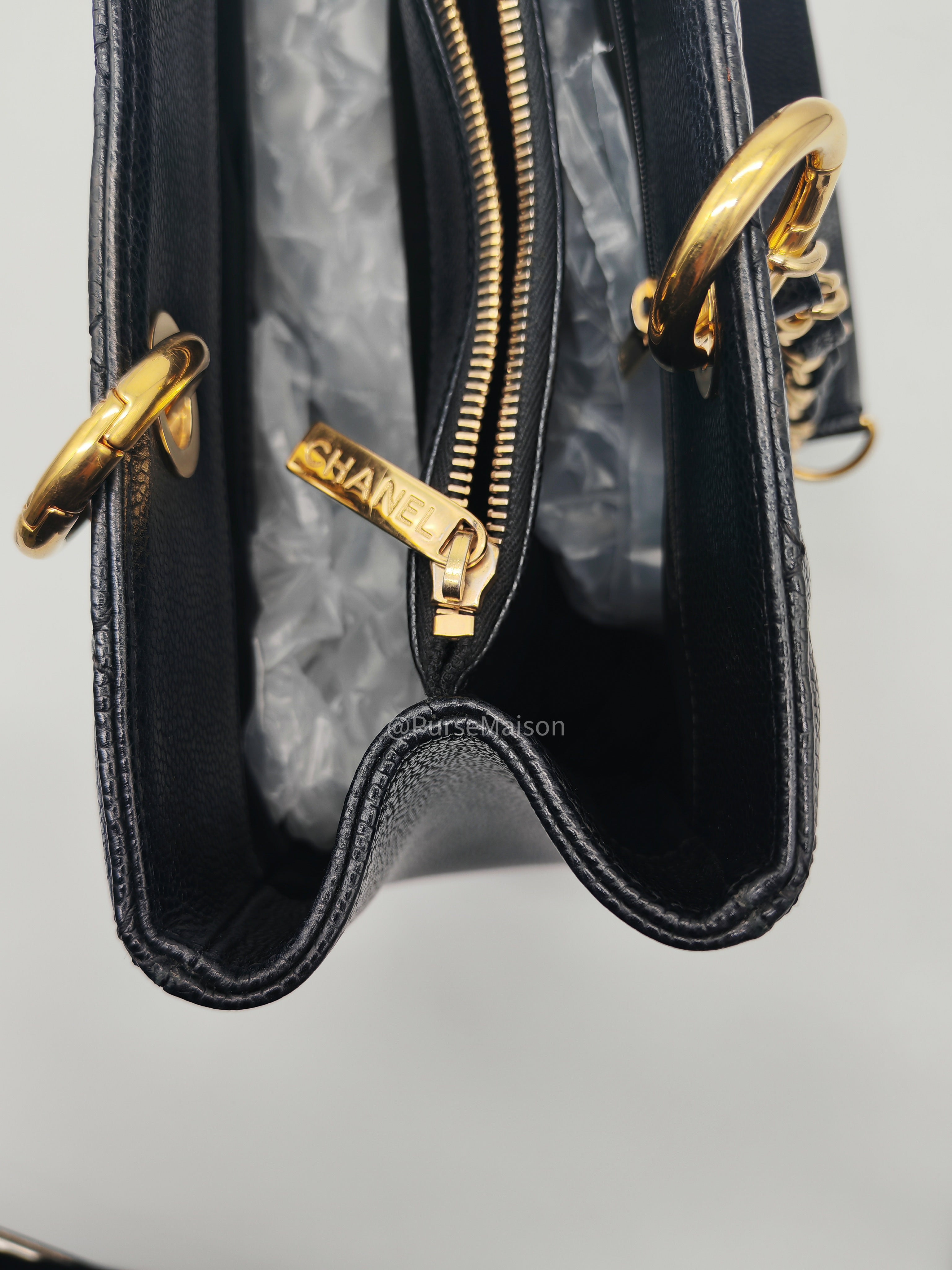 Chanel Grand Shopping Tote (GST) in Black Caviar Leather and Gold Hardware Series 20 | Purse Maison Luxury Bags Shop