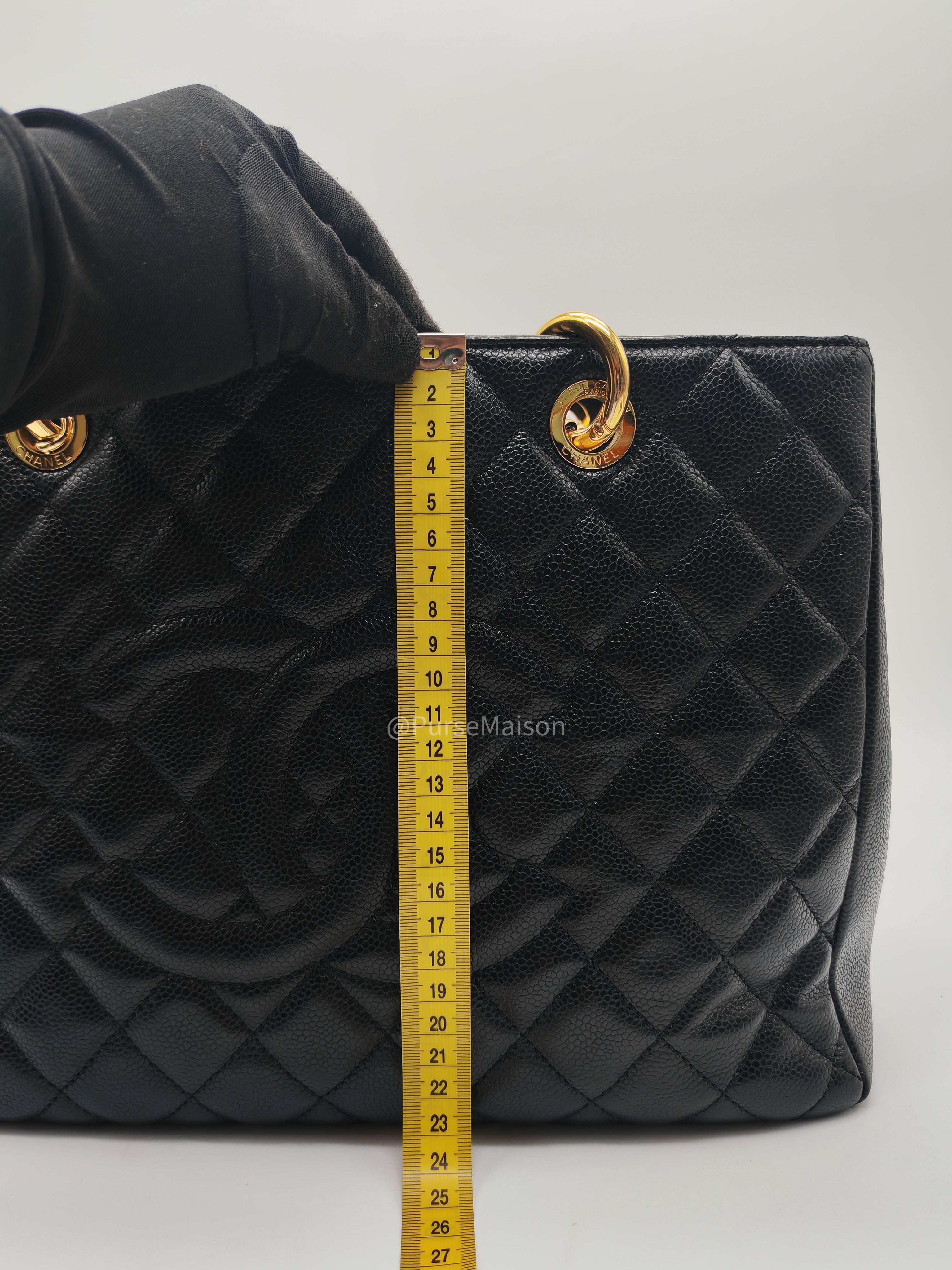 Chanel Grand Shopping Tote (GST) in Black Caviar Leather and Gold Hardware Series 20 | Purse Maison Luxury Bags Shop