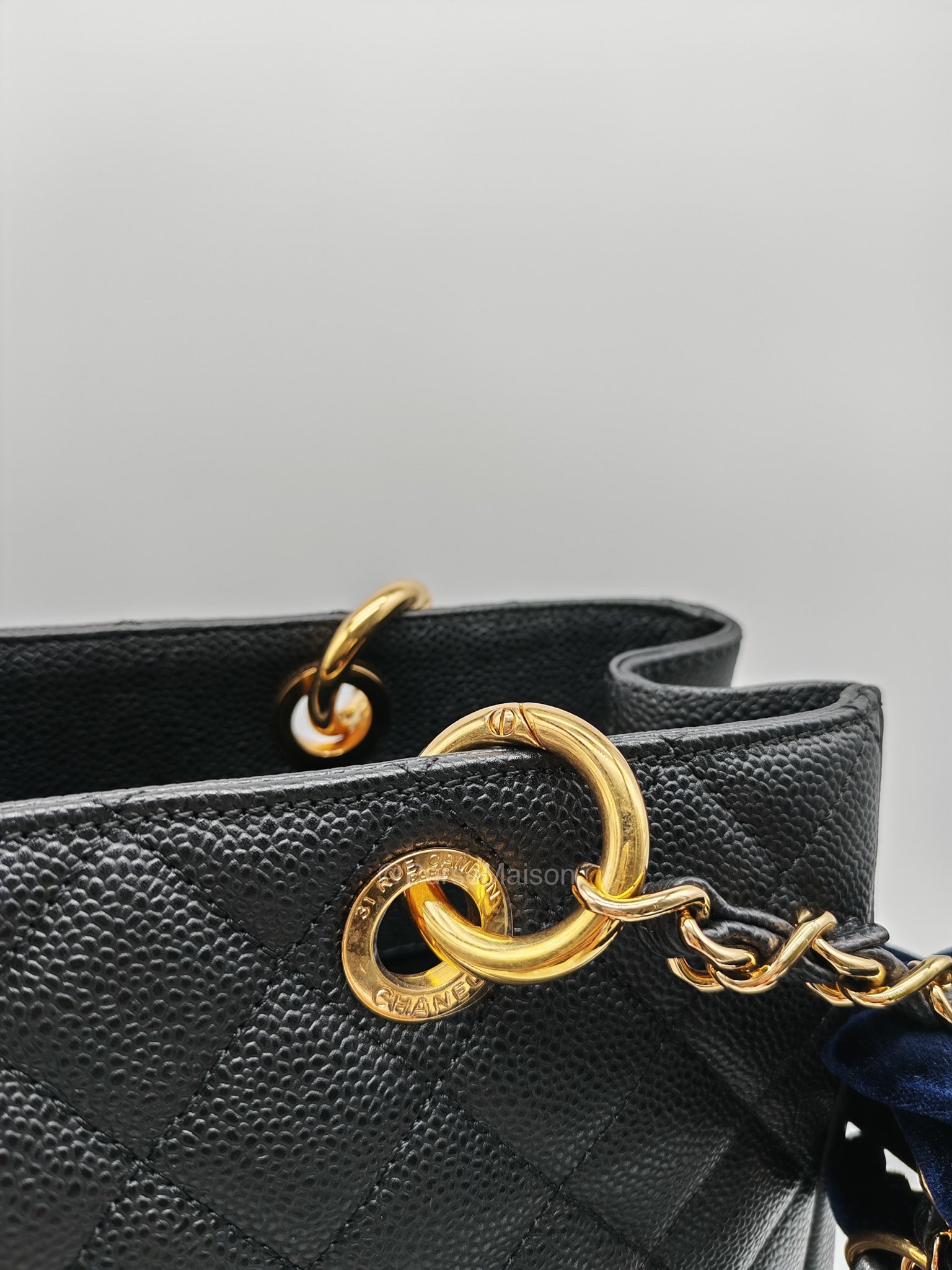 Chanel Grand Shopping Tote (GST) in Black Quilted Caviar Leather and Gold Hardware Series 17 | Purse Maison Luxury Bags Shop