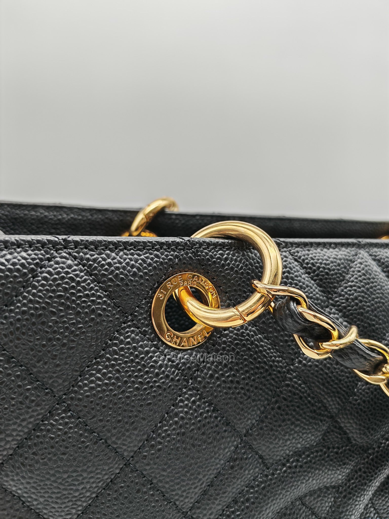 Chanel Grand Shopping Tote (GST) in Black Quilted Caviar Leather and Gold Hardware Series 17 | Purse Maison Luxury Bags Shop