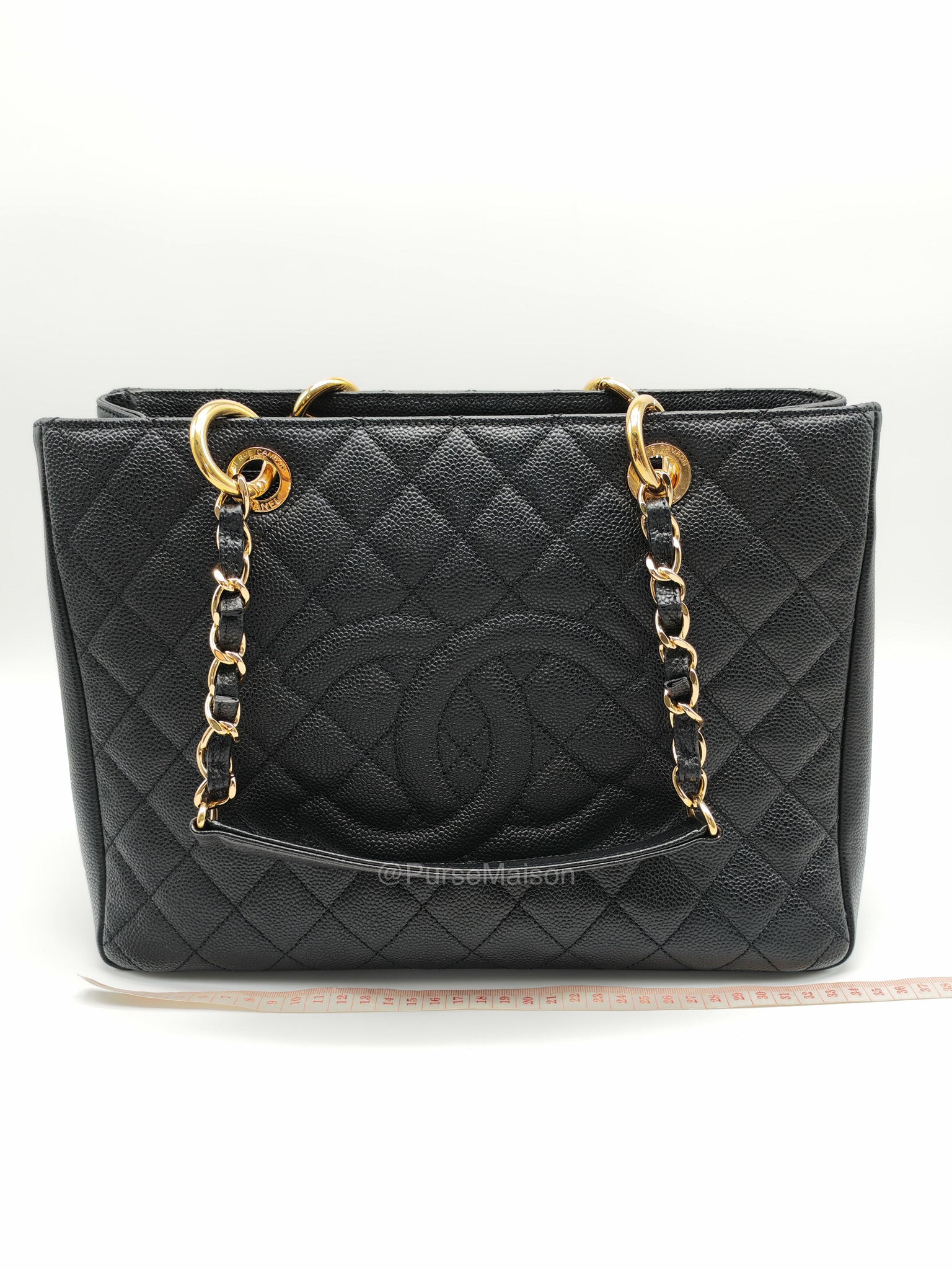 Chanel Grand Shopping Tote (GST) in Black Quilted Caviar Leather and Gold Hardware Series 17 | Purse Maison Luxury Bags Shop