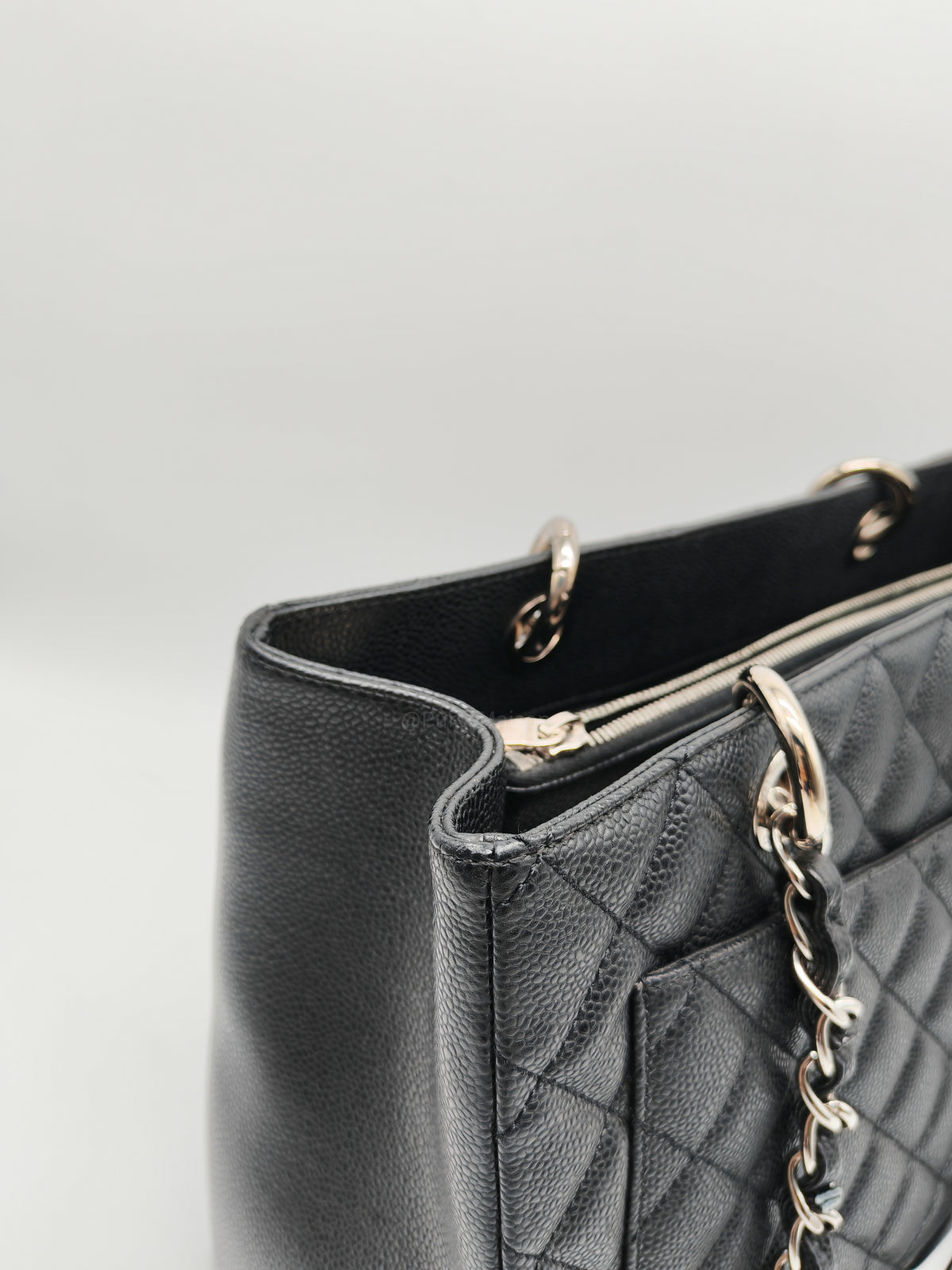 Chanel Grand Shopping Tote (GST) in Black Quilted Caviar Leather and Silver Hardware Series 19 | Purse Maison Luxury Bags Shop