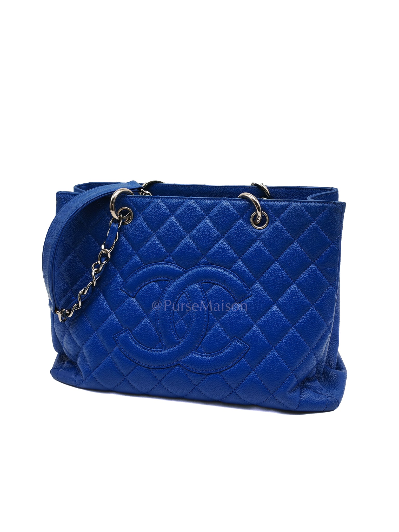 Grand Shopping Tote (GST) in Blue Caviar Leather and Silver Hardware Series 13 | Purse Maison Luxury Bags Shop