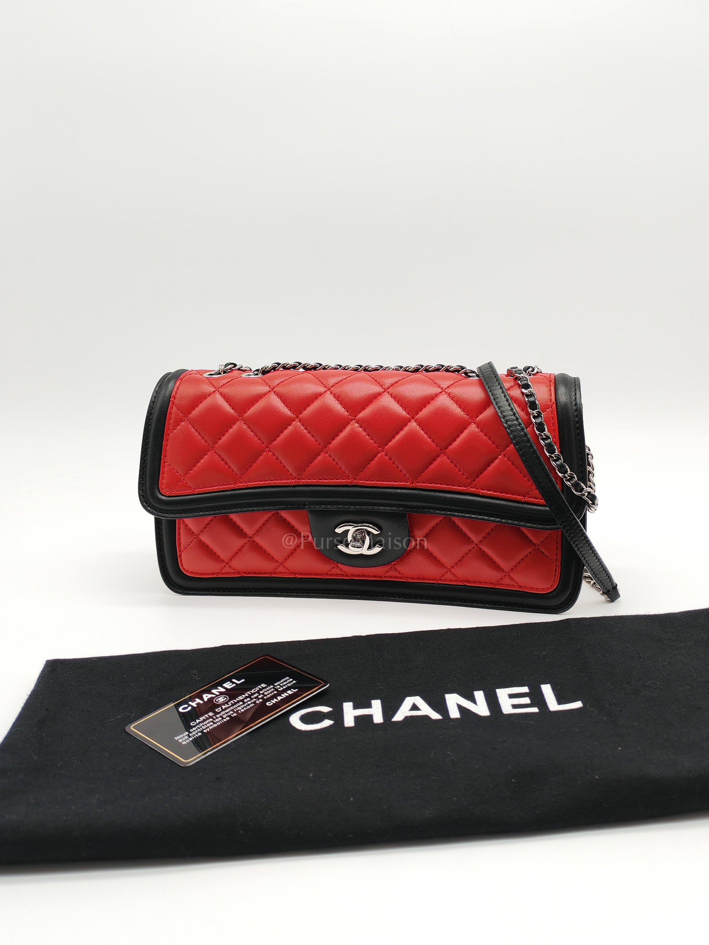 Chanel Graphic Flap Bag in Tri-Color Lambskin Leather & Silver Hardware Series 17 | Purse Maison Luxury Bags Shop