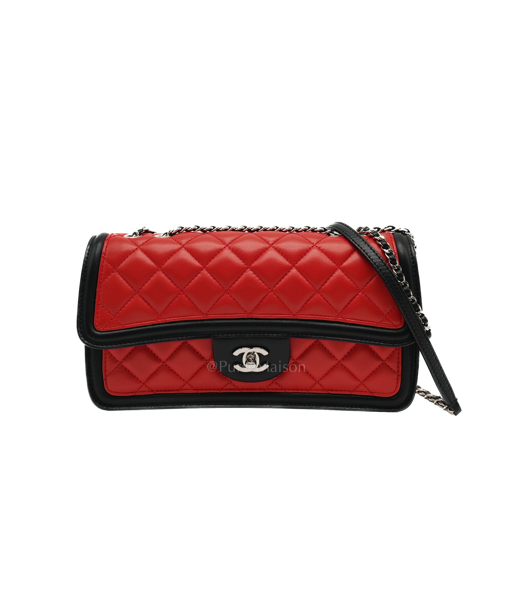 Chanel Graphic Flap Bag in Tri-Color Lambskin Leather & Silver Hardware Series 17 | Purse Maison Luxury Bags Shop