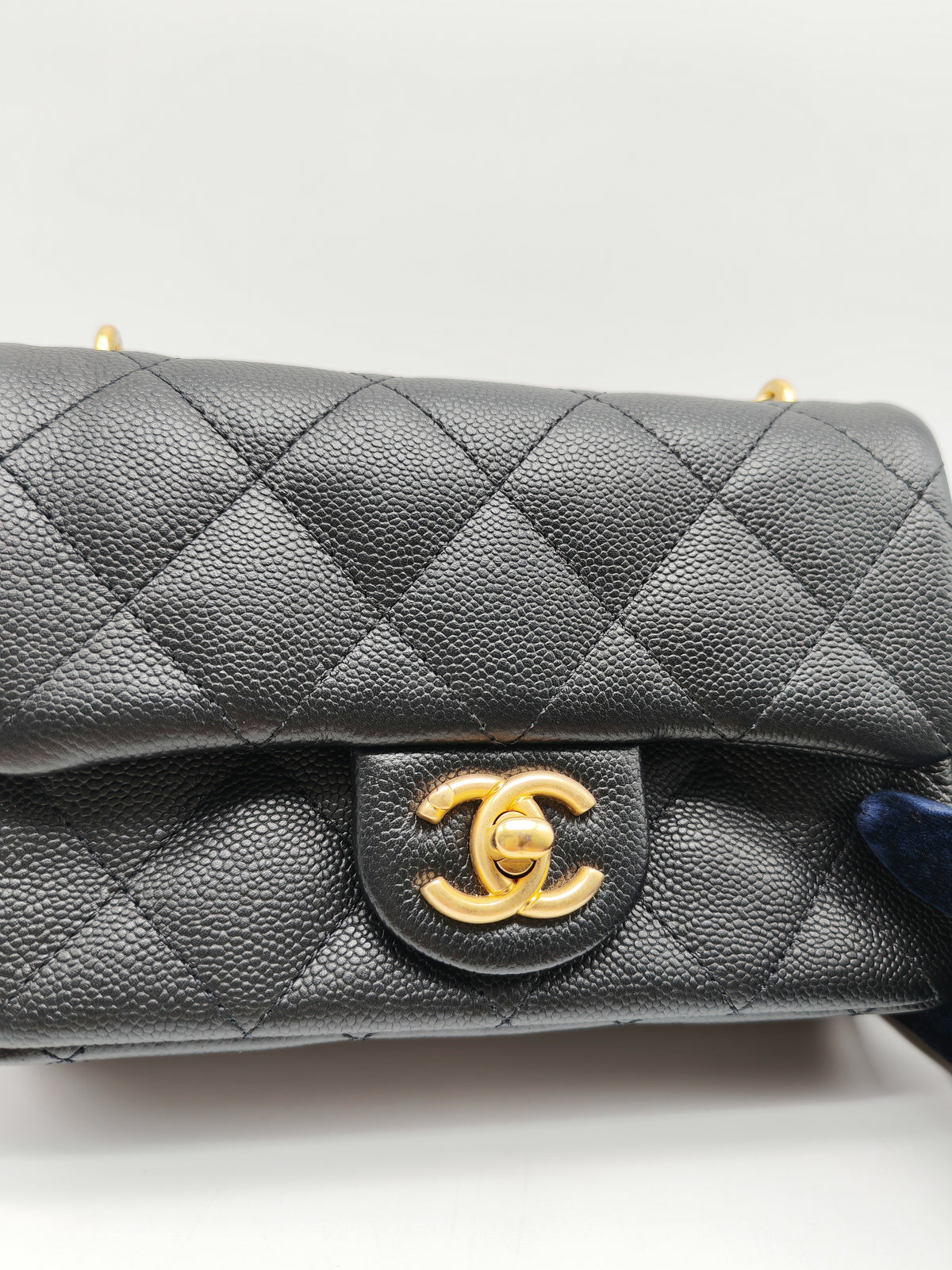 Chanel Heart Crush Mini Flap Bag in Black Quilted Caviar Leather and Aged Gold Hardware Microchip | Purse Maison Luxury Bags Shop