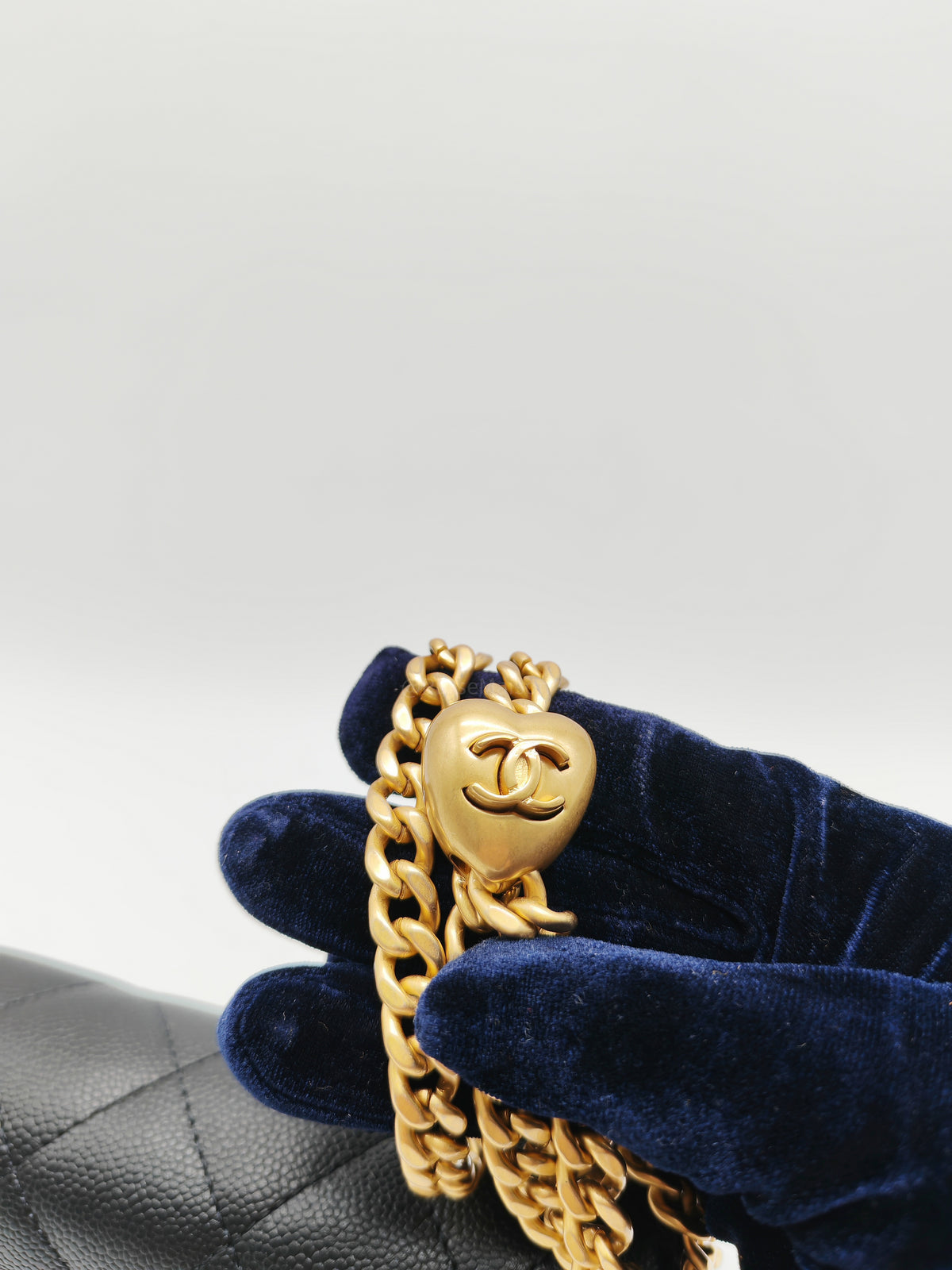 Chanel Heart Crush Mini Flap Bag in Black Quilted Caviar Leather and Aged Gold Hardware Microchip | Purse Maison Luxury Bags Shop