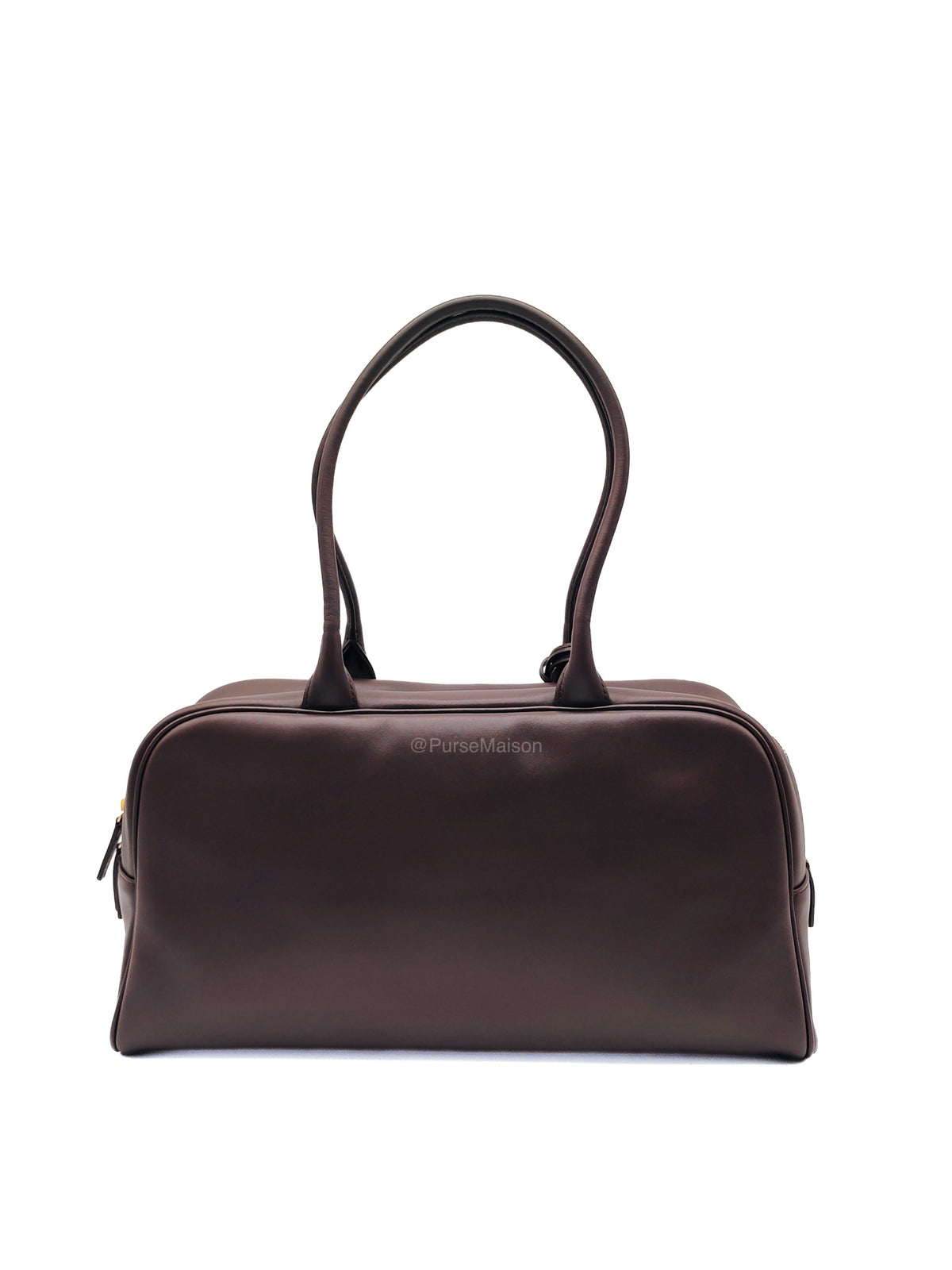 Chanel Large Bowling Bag in Dark Brown Calfskin Leather and Gold Hardware (Microchip) | Purse Maison Luxury Bags Shop
